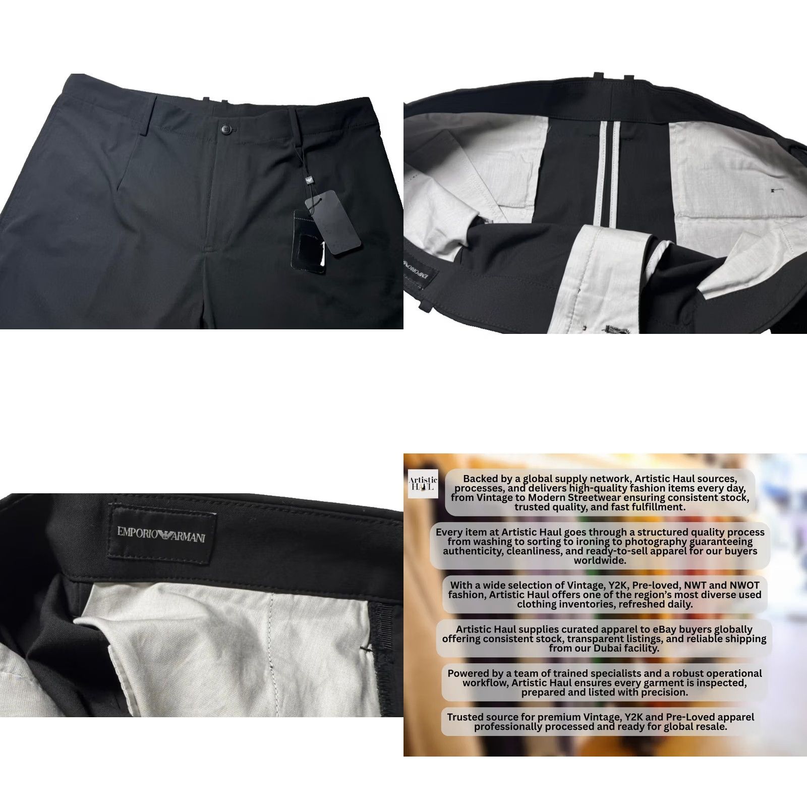 Emporio Armani Emporio Armani Men’s Black Tailored Dress Pants 54 Premium Size US 38 / EU 54 - 8 Thumbnail