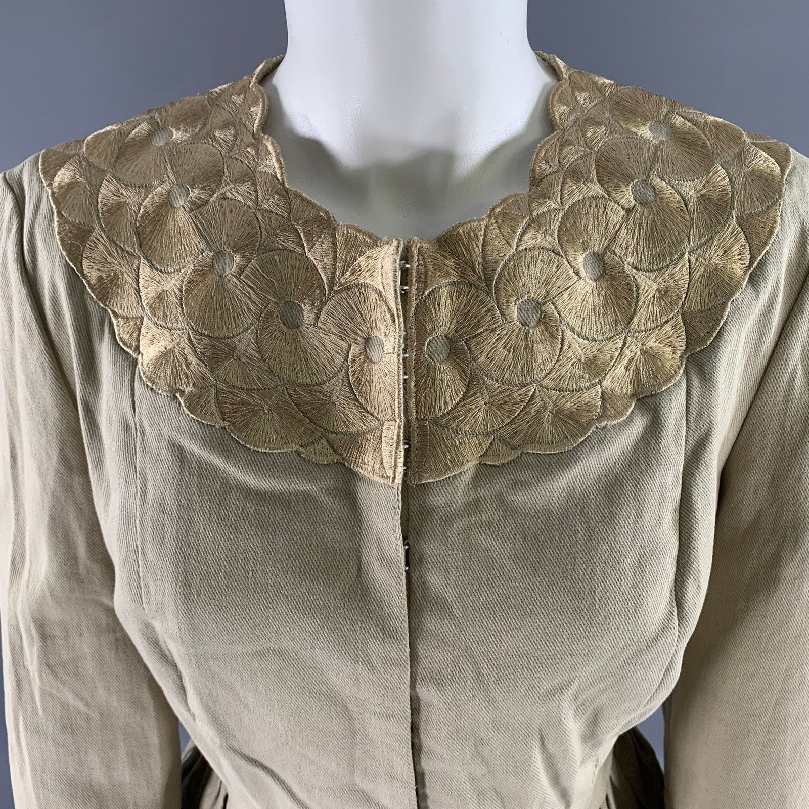 Ports 1961 PORTS 1961 Size 12 Khaki Cotton Blend Embroidered Jacket Size XL / US 12-14 / IT 48-50 - 2 Thumbnail