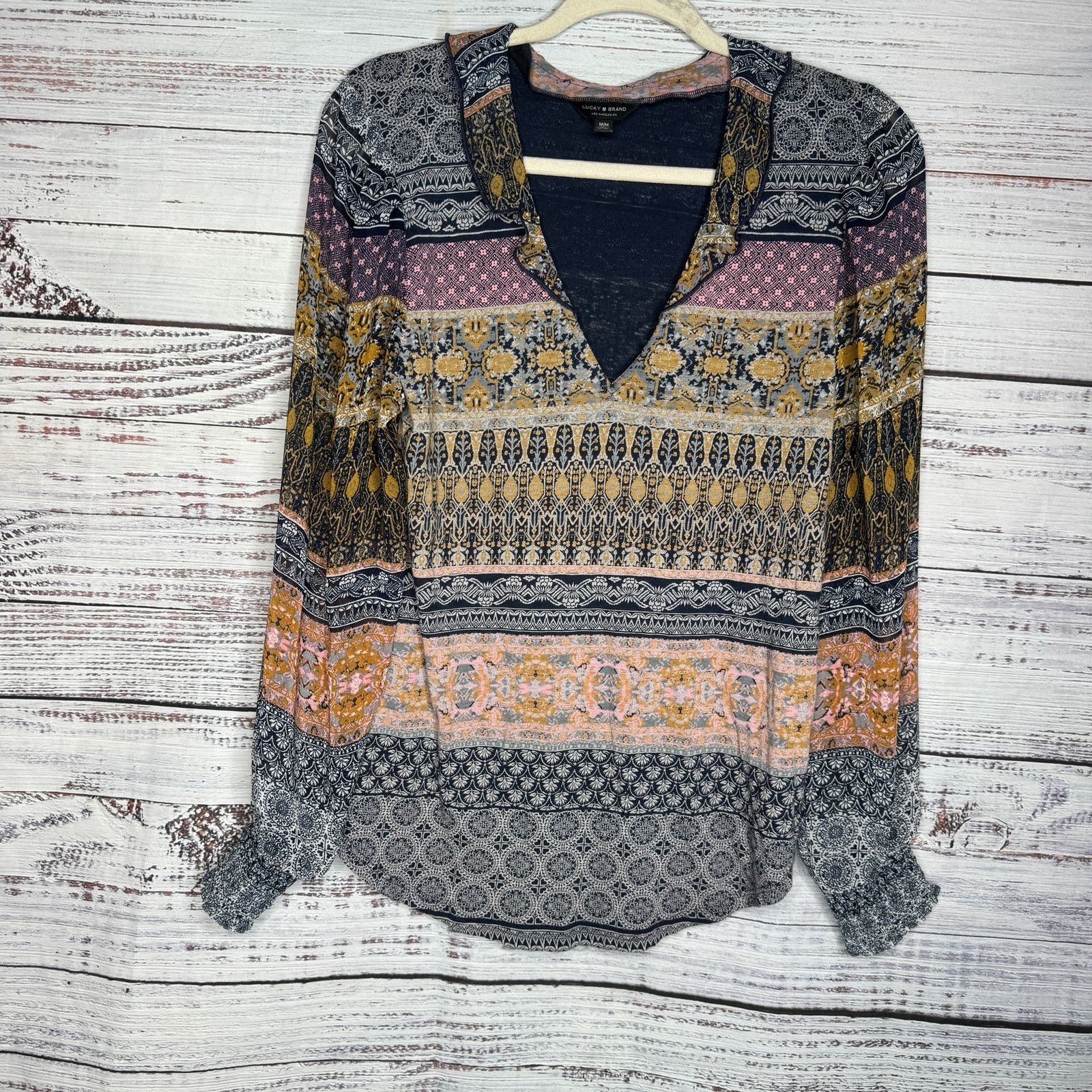 Lucky Brand Lucky Brand Boho Western Long Sleeve Printed Blouse Med Size M / US 6-8 / IT 42-44 - 1 Thumbnail