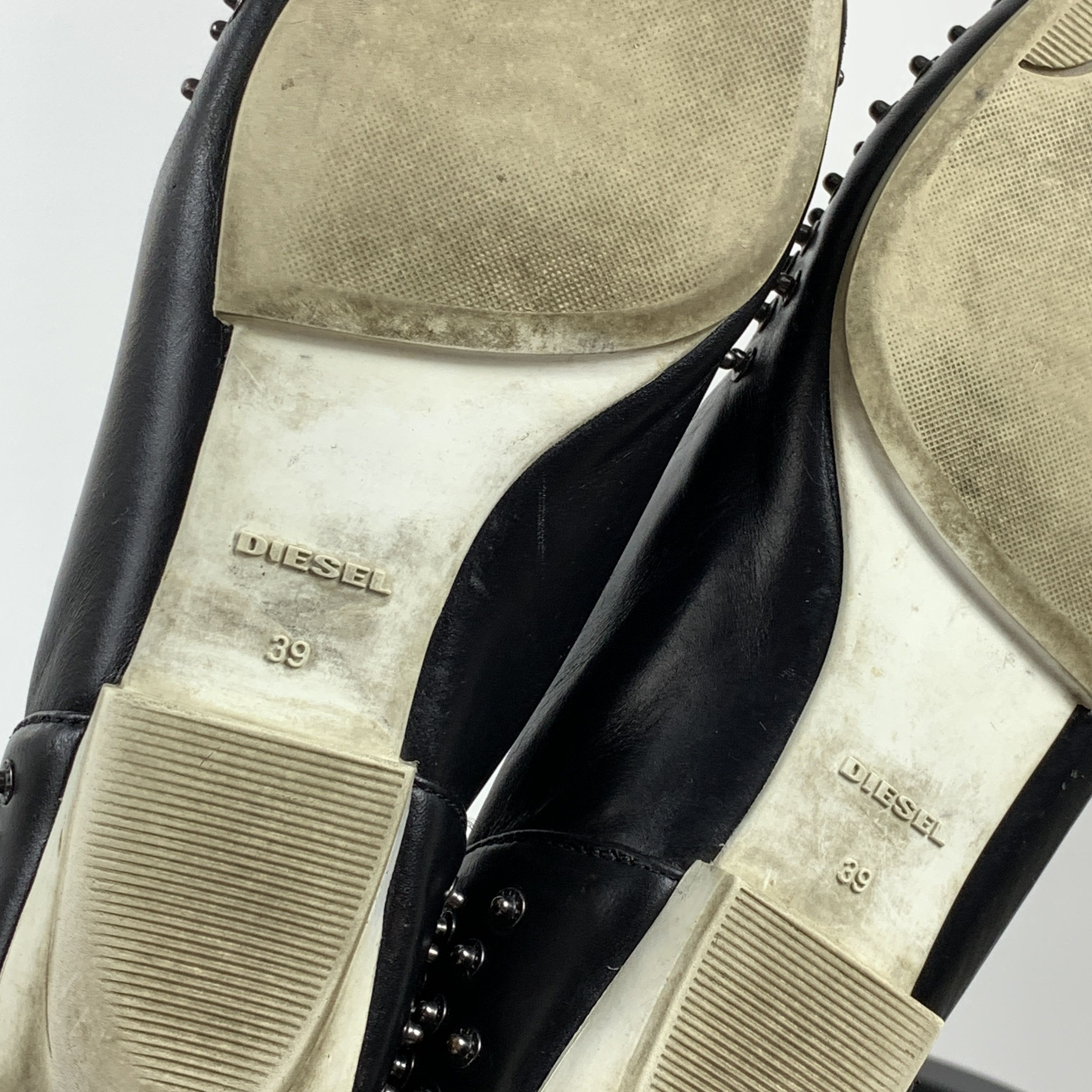 Diesel Vintage Diesel Y2K Rare Black Leather Flats Rivet Shoes Size US 8.5 / IT 38.5 - 12 Thumbnail