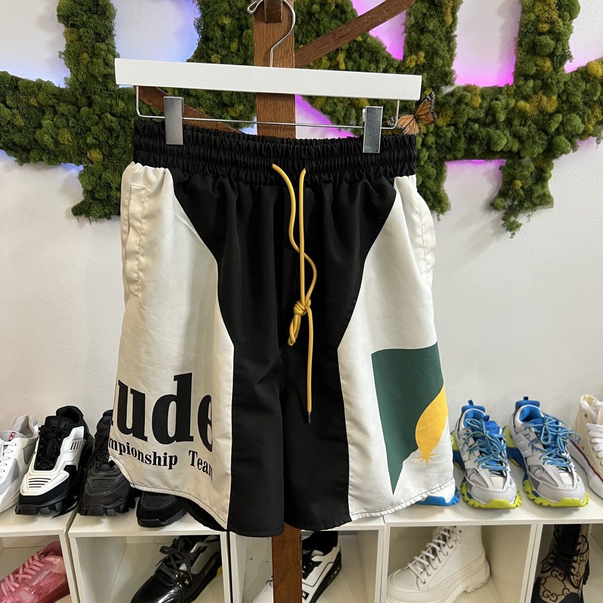 image of Rhude Championship Team Shorts in Black Cream, Men's (Size 34)