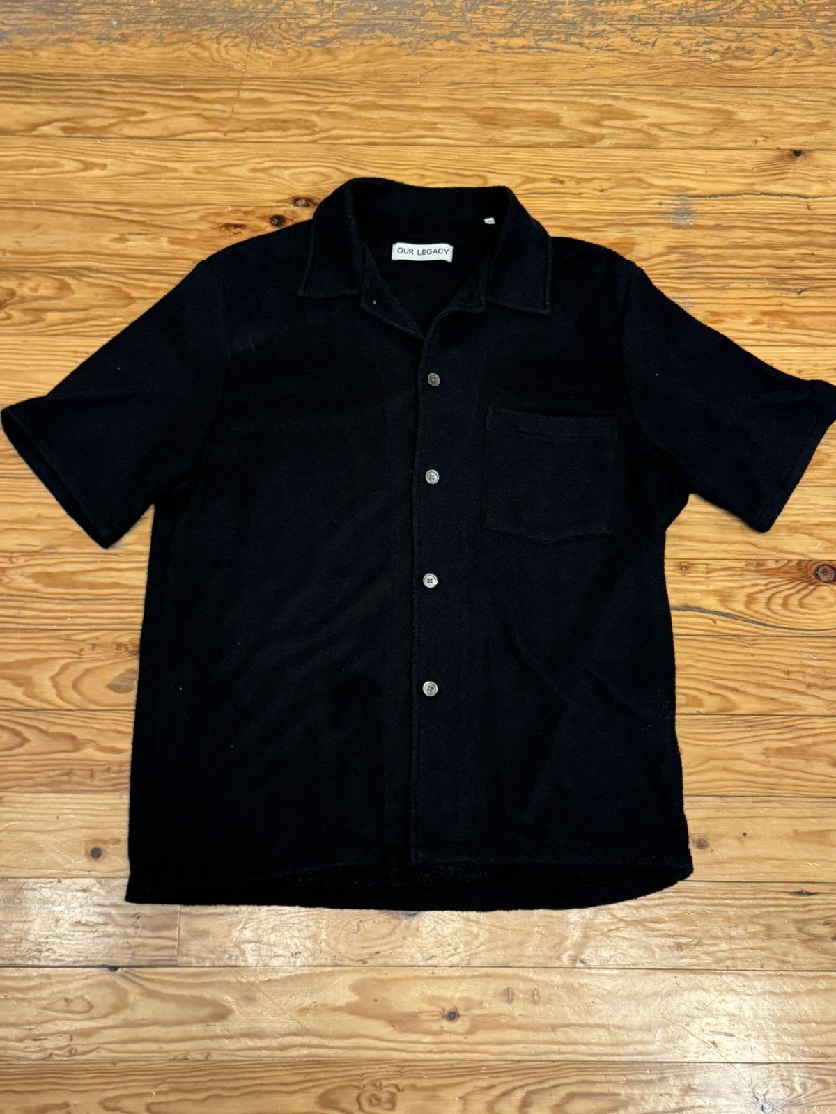Our Legacy Black Terry Cloth Short Sleeve Button Up Size US L / EU 52-54 / 3 - 1 Thumbnail