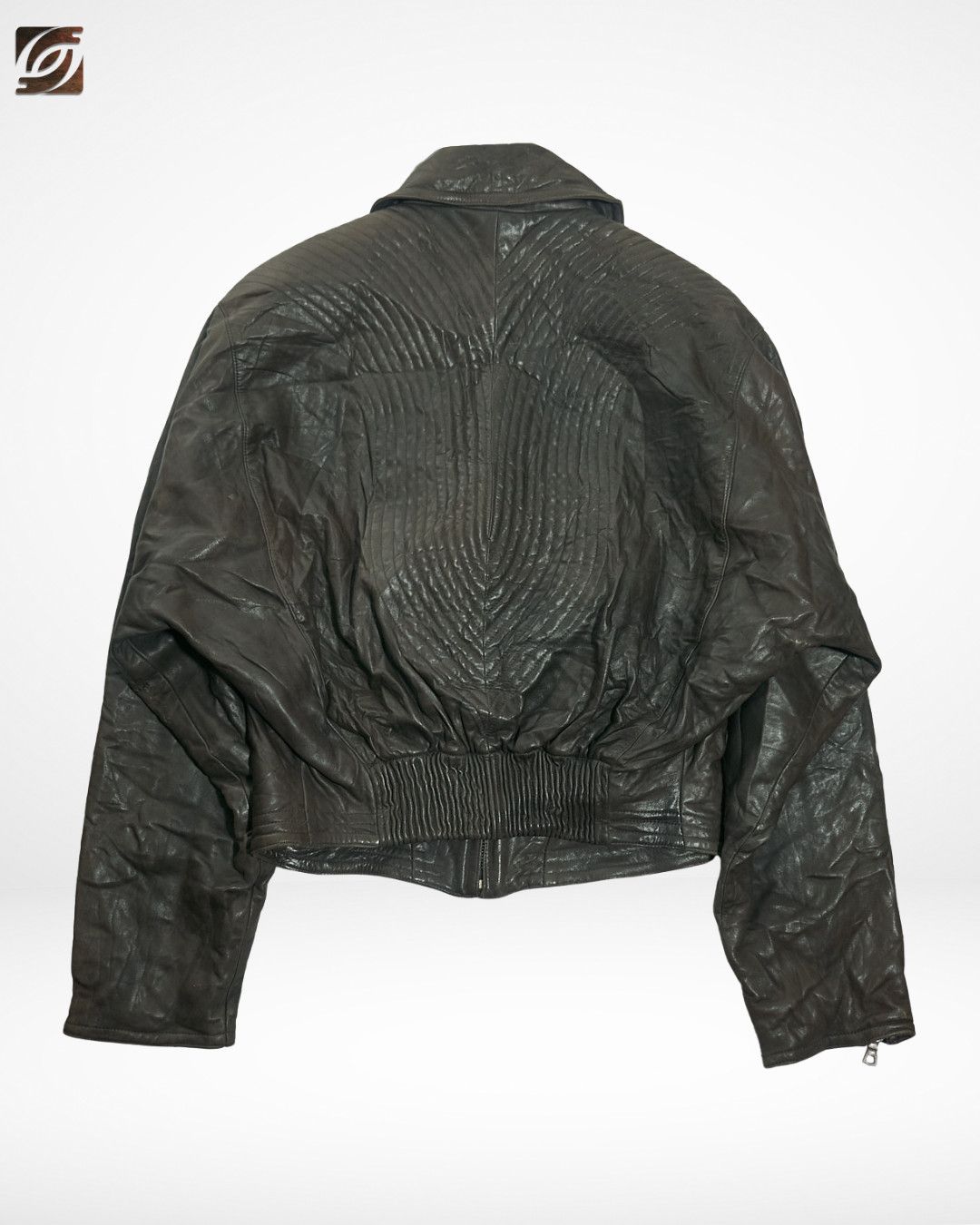 Versace Gianni Versace 1980s Pleated Leather Bomber Jacket Sample Size US L / EU 52-54 / 3 - 7 Thumbnail