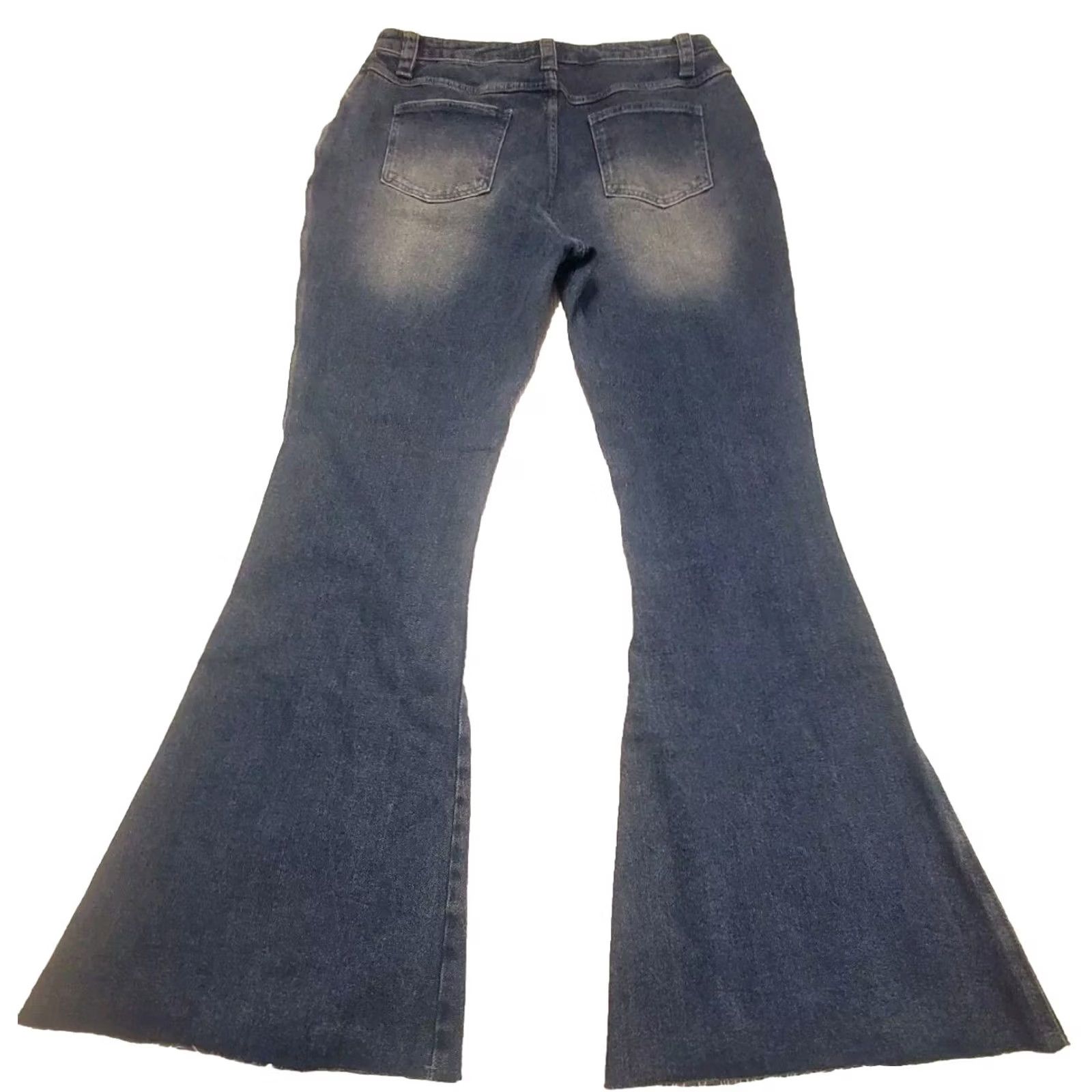 Dolls Kill VINTAGE Delia's By Dolls Kill Tall Bell Bottom High Rise Jeans XXL Blue Distressed Hippie 1990s Size 40" / US 18 - 2 Thumbnail