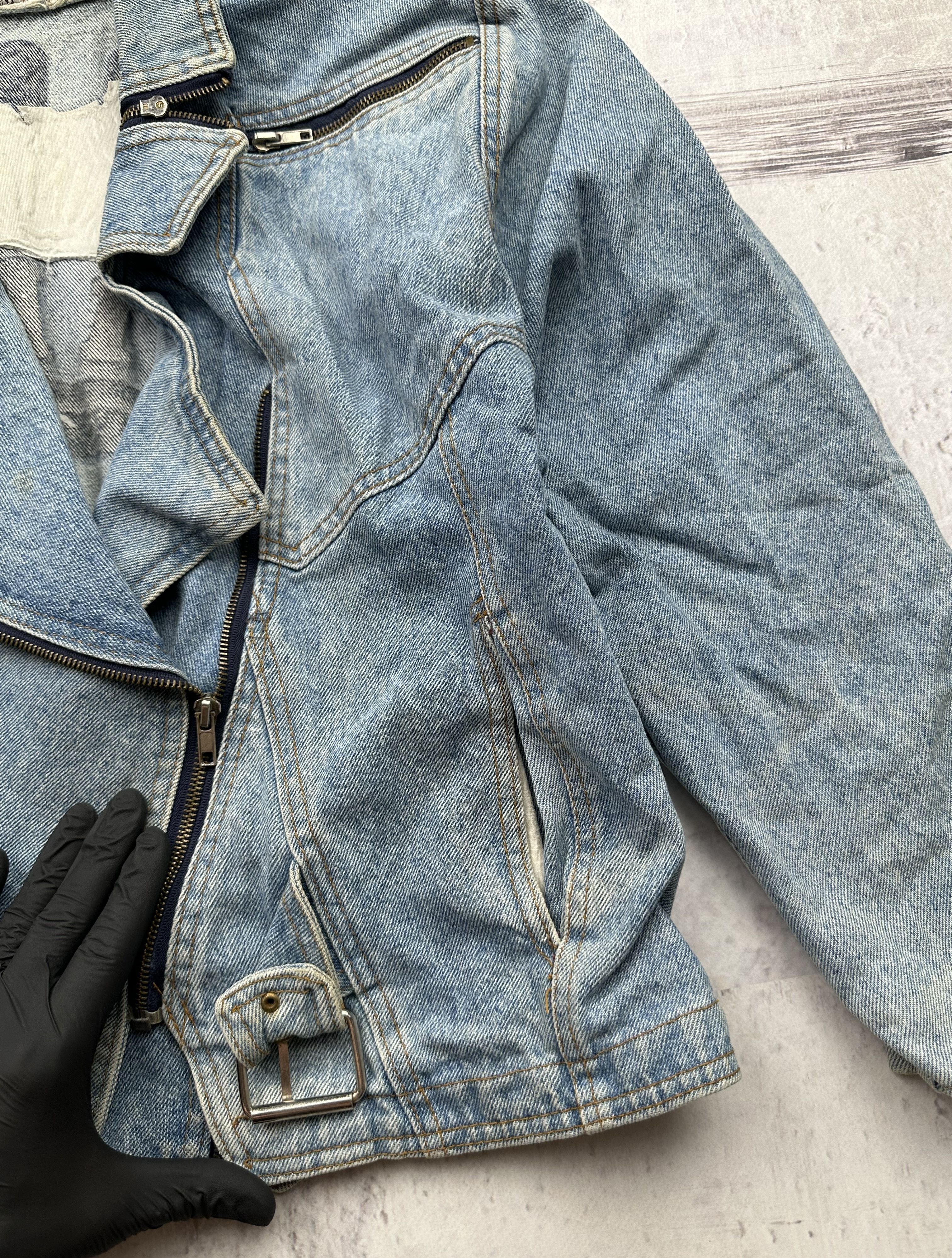 Vintage Vintage Biker Denim Jacket A148(362) Size S / US 4 / IT 40 - 5 Thumbnail