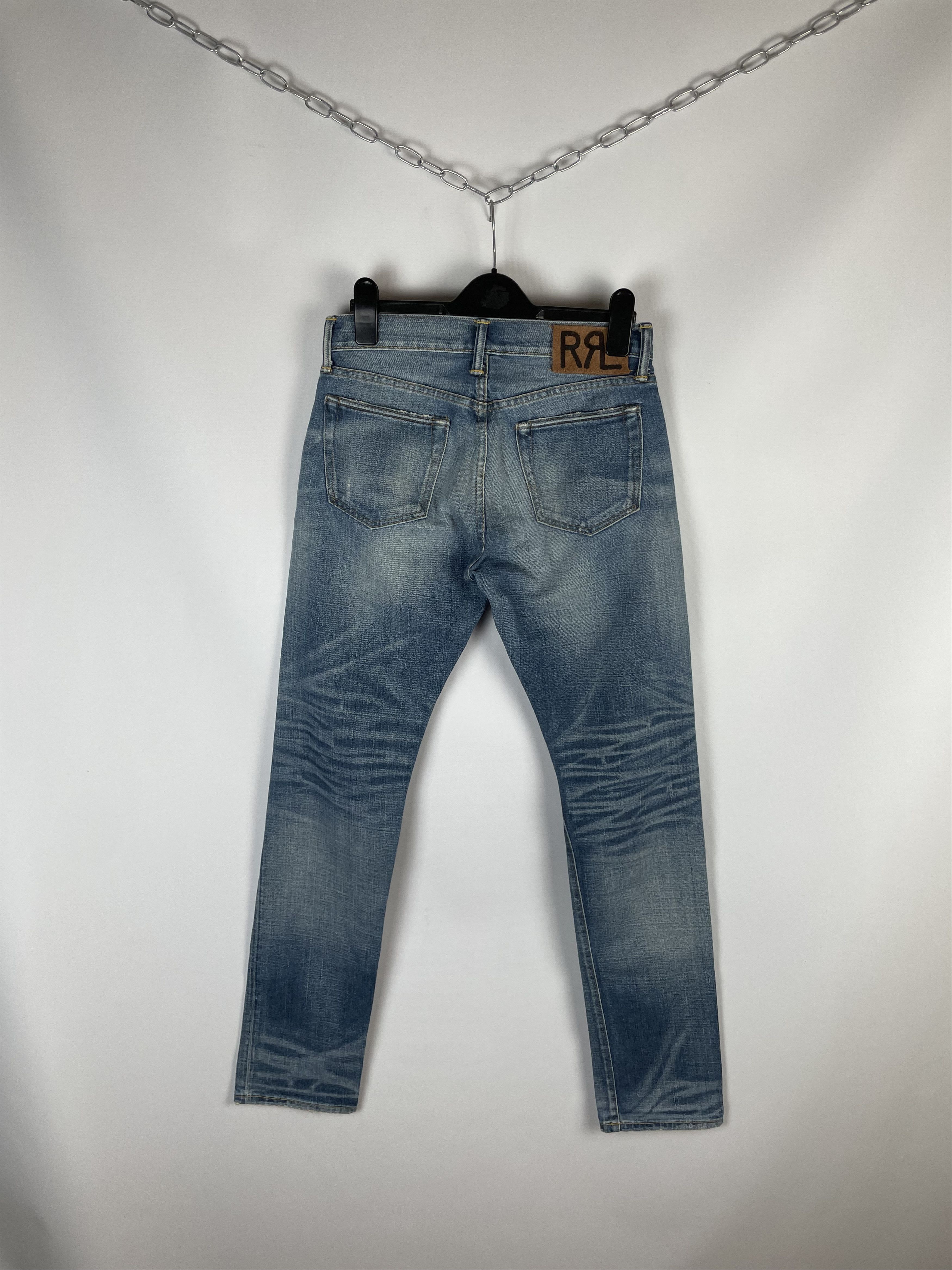 Pre-owned Ralph Lauren Double Rl Slim Fit American Woven Selvedge Denim Jeans In Blue