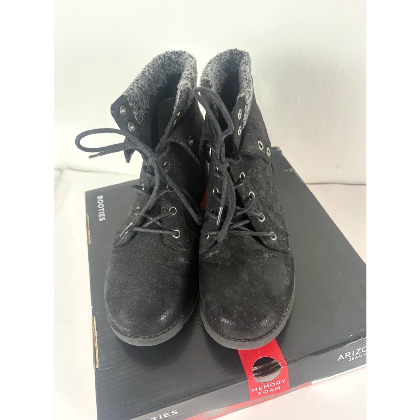 Vintage Arizona Yetta Black Memory Foam Lace Up Ankle Booties Womens Size 8M Size US 8 / IT 38 - 2 Thumbnail