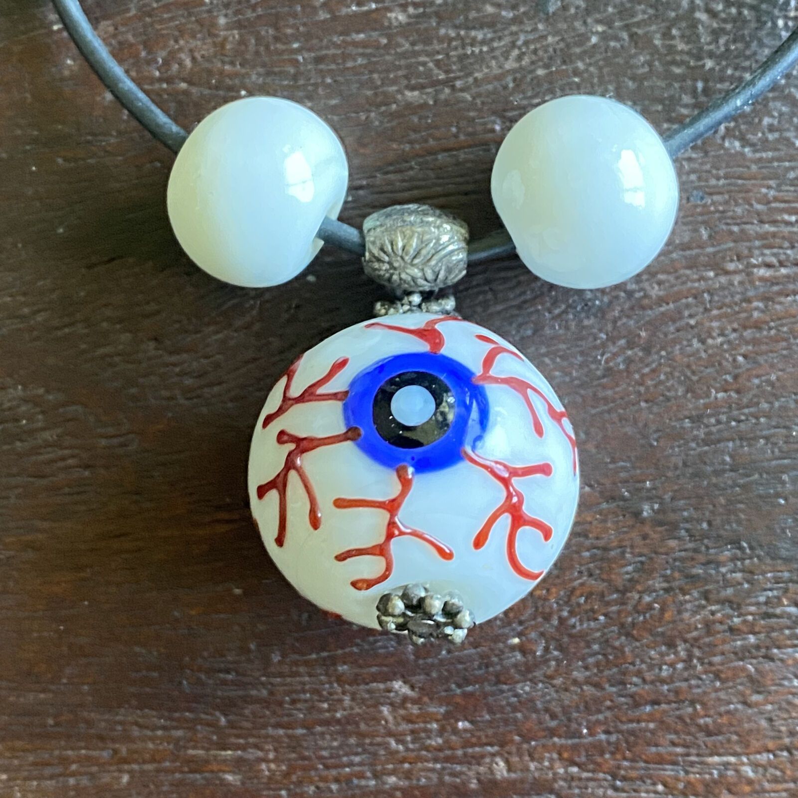 Other Vintage Eyeball Blue Glass Eye Necklace Horror Spooky Size ONE SIZE - 3 Thumbnail