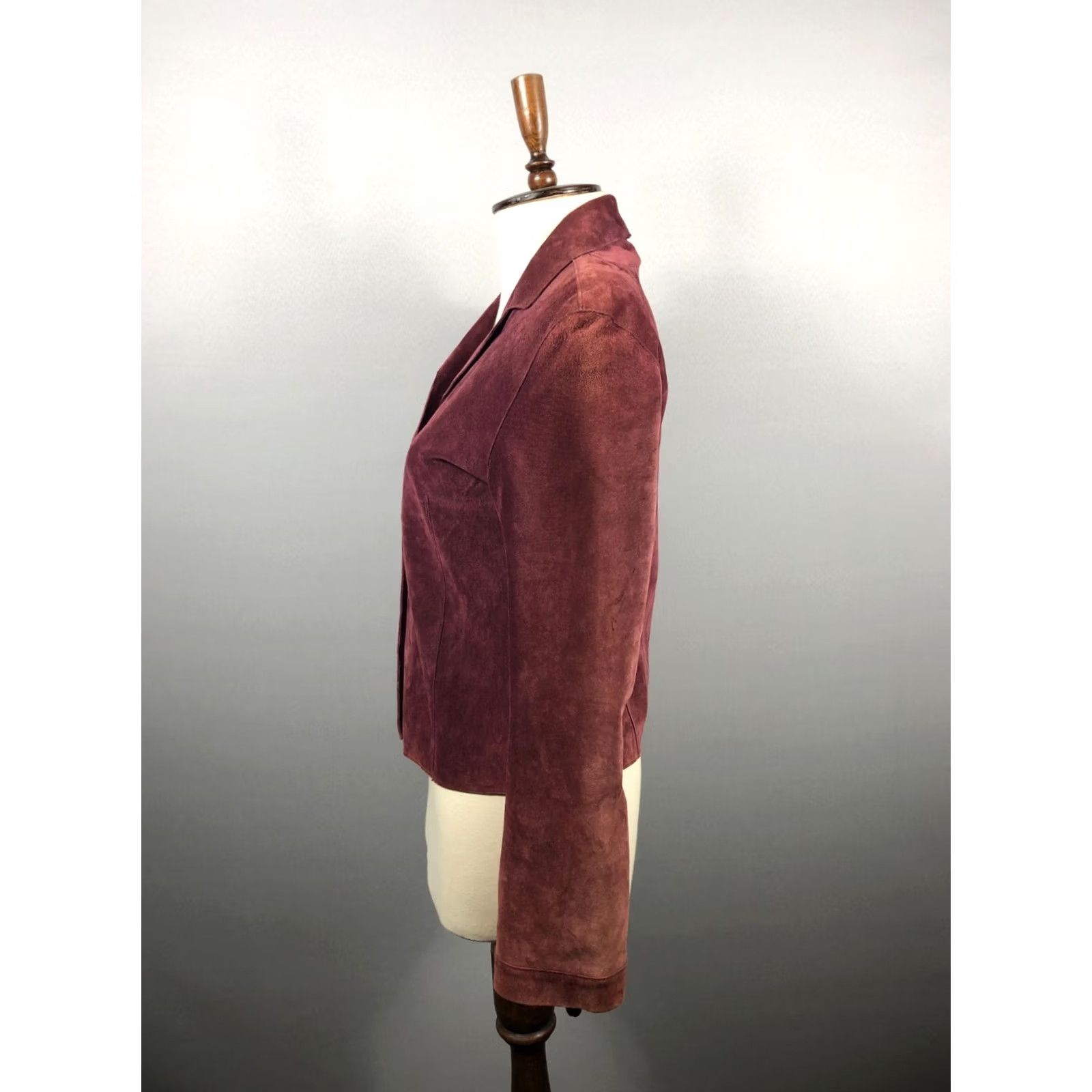 Vintage Chine Collection Real Leather Burgundy Jacket Women Size 3 Shirt Jacket Regular Fit Long Sleeve Womens Size XS / US 0-2 / IT 36-38 - 2 Thumbnail