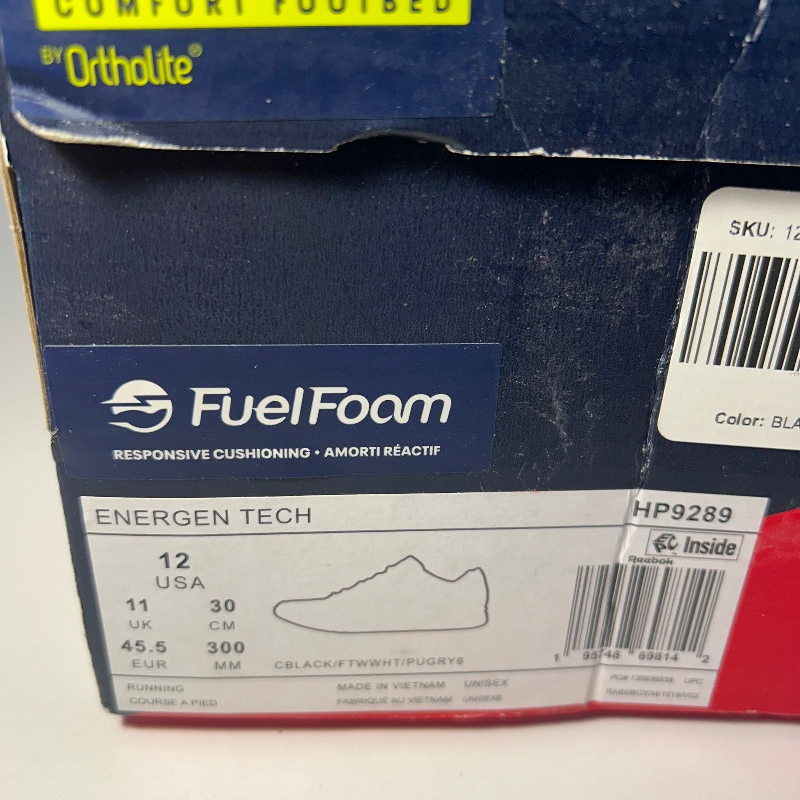Reebok Mens Reebok Energen Tech Size 10 Black/White HP9289 Size US 10 / EU 43 - 12 Thumbnail