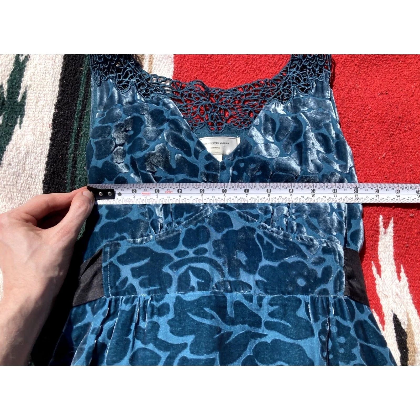 Anthropologie Moulinette Souers Anthropologie Dress Womens Size 2 Blue Velvet Brocade Floral Size XS / US 0-2 / IT 36-38 - 4 Thumbnail