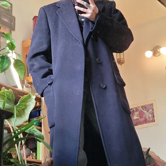 Vintage D. & E. Dalton Cashmere Long Vintage Peacoat Navy Blue - M Size US M / EU 48-50 / 2 - 3 Thumbnail