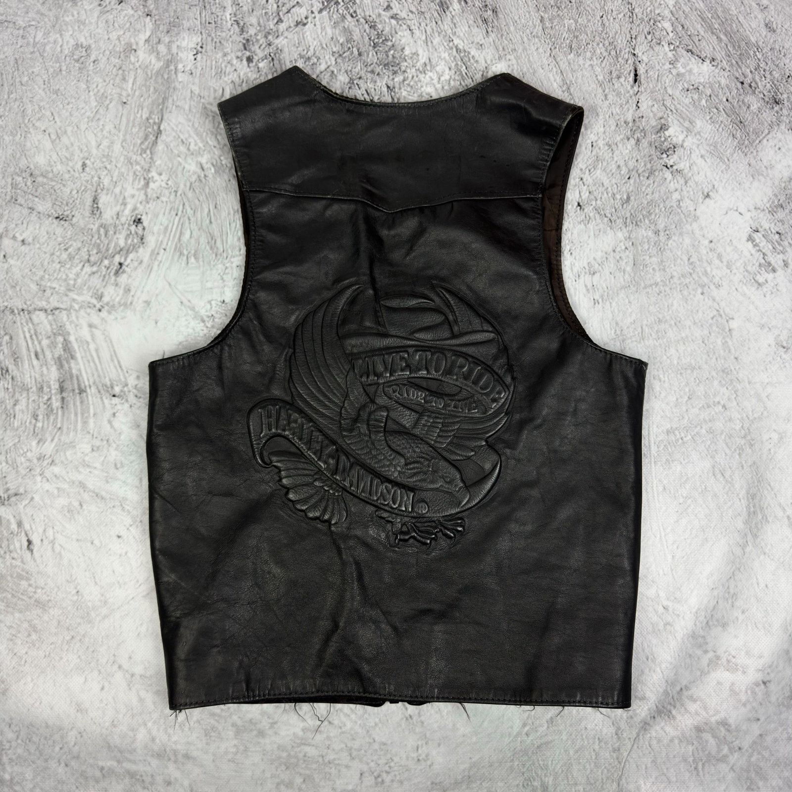 Harley Davidson Harley-Davidson Black Leather Full Zip Biker Vest S Size US S / EU 44-46 / 1 - 7 Thumbnail