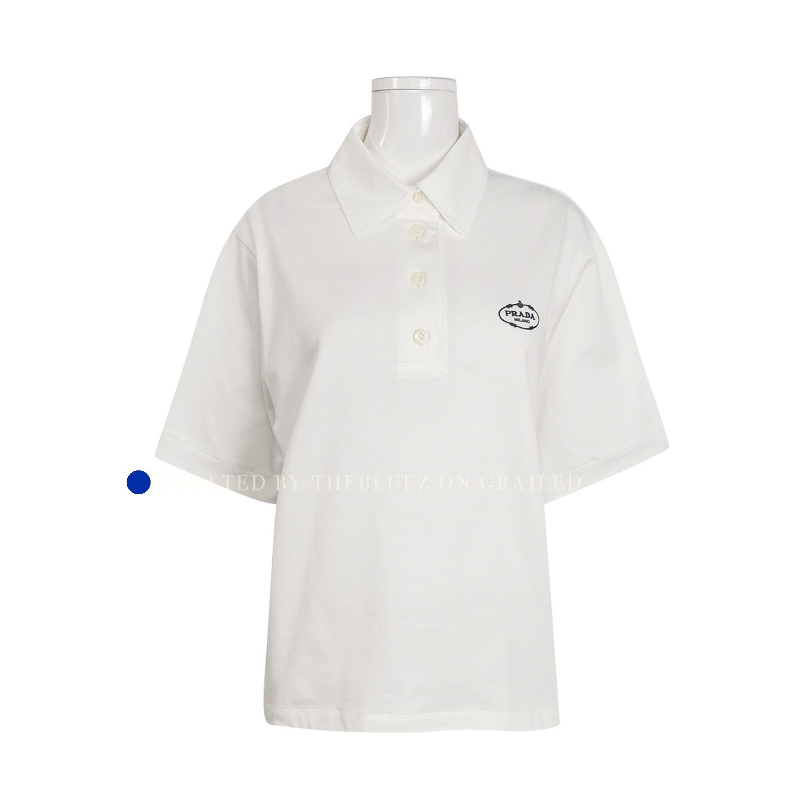 Prada White Logo Embroidered Polo Shirt, Size S Size US S / EU 44-46 / 1 - 1 Thumbnail