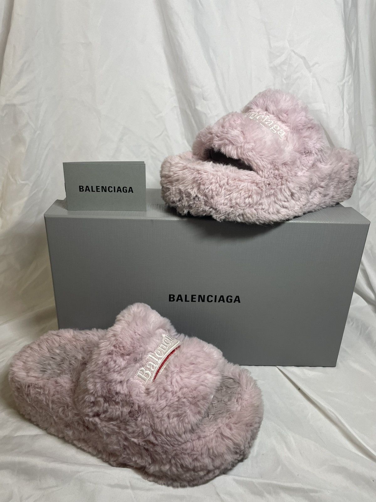 Balenciaga Balenciagia fluffy light pink platform slippers Size US 7 / IT 37 - 1 Thumbnail