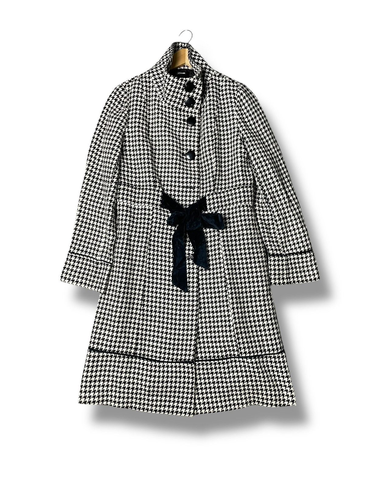 Designer × Japanese Brand Lovits Houndstooth Wool Long Coat (55) Size US L / EU 52-54 / 3 - 1 Thumbnail
