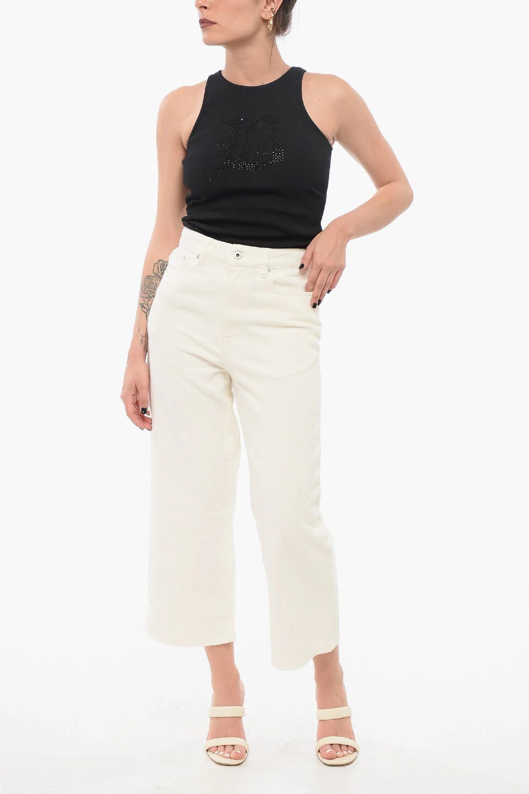 Kenzo og1mm0426 Cropped Fit Jeans in White Size 28" / US 6 / IT 42 - 4 Thumbnail