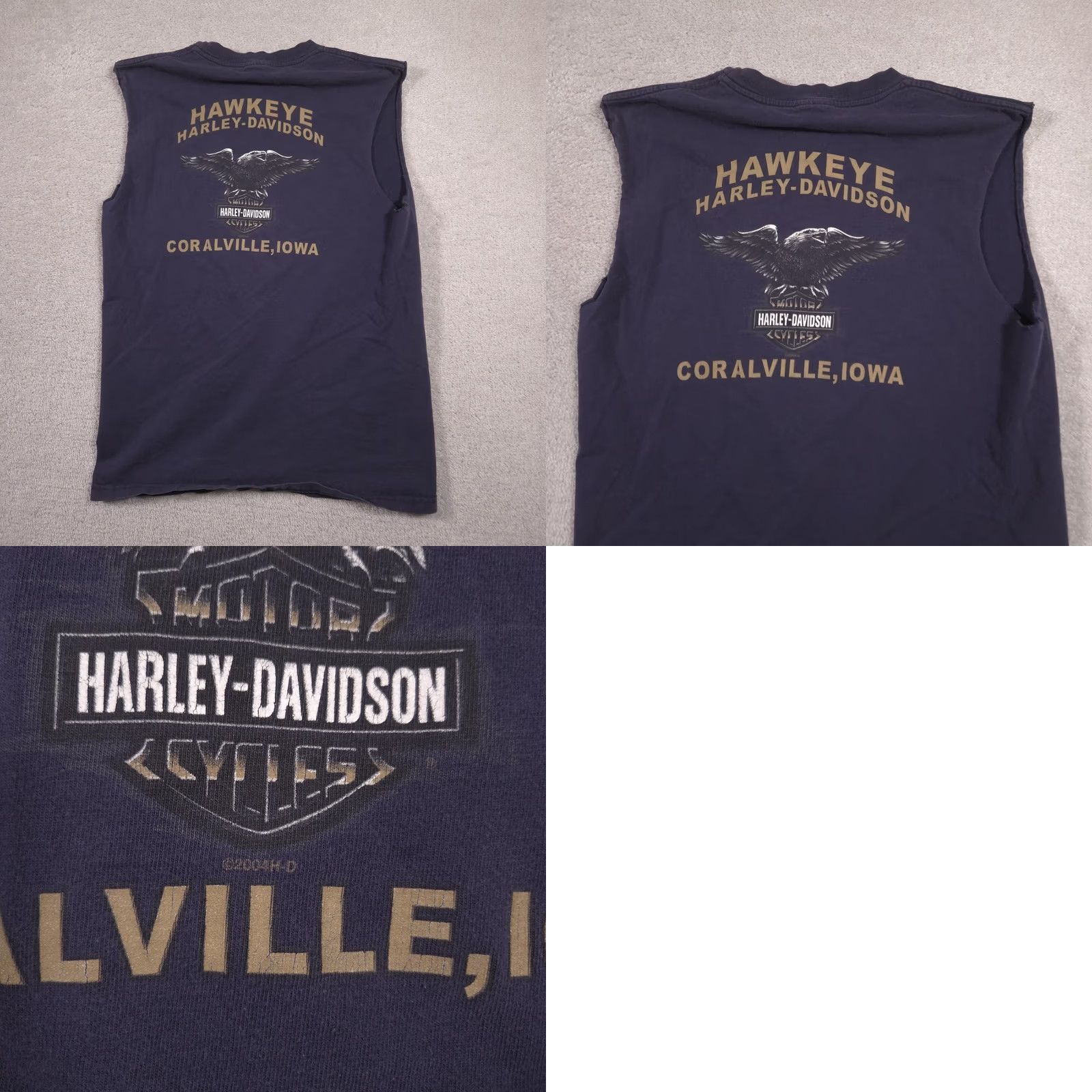 Harley Davidson VINTAGE Harley-Davidson Shirt Mens M Sleeveless Pocket Hawkeye Coralville Blue Graphic Print Logo Size US M / EU 48-50 / 2 - 9 Thumbnail