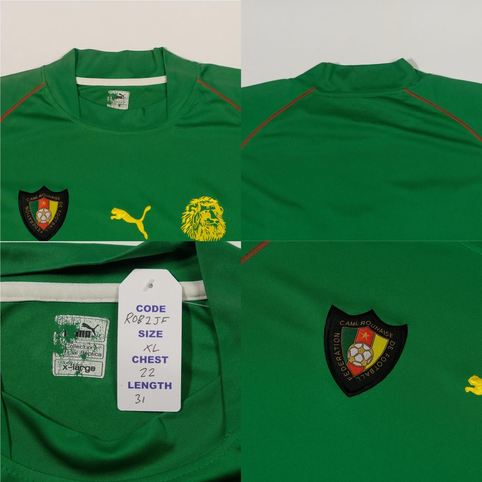 Puma 2002/03 Cameroon Home Shirt (XL) Size US XL / EU 56 / 4 - 4 Thumbnail