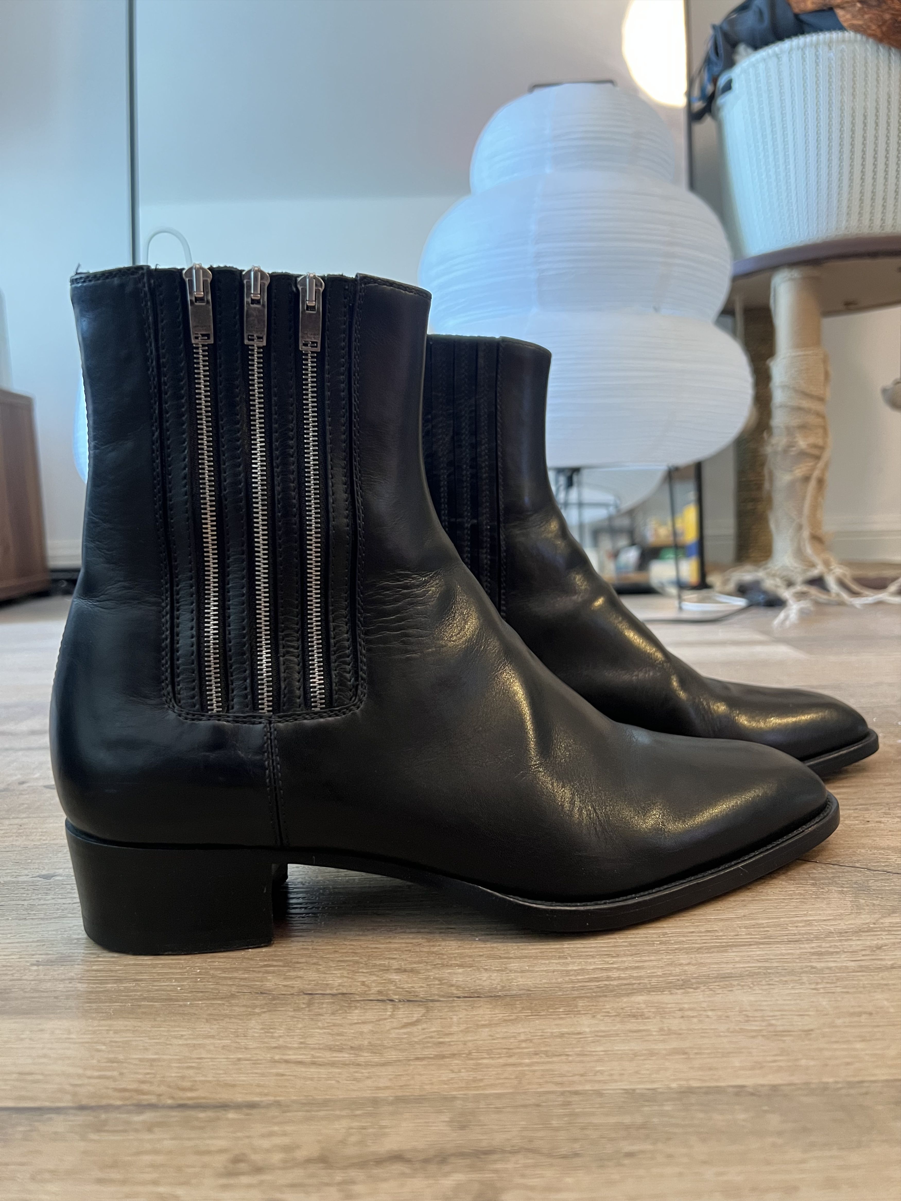 Saint Laurent Paris 'Hedi Era' Triple Zipper Wyatt Chealsea Boots Size US 6 / EU 39 - 1 Thumbnail