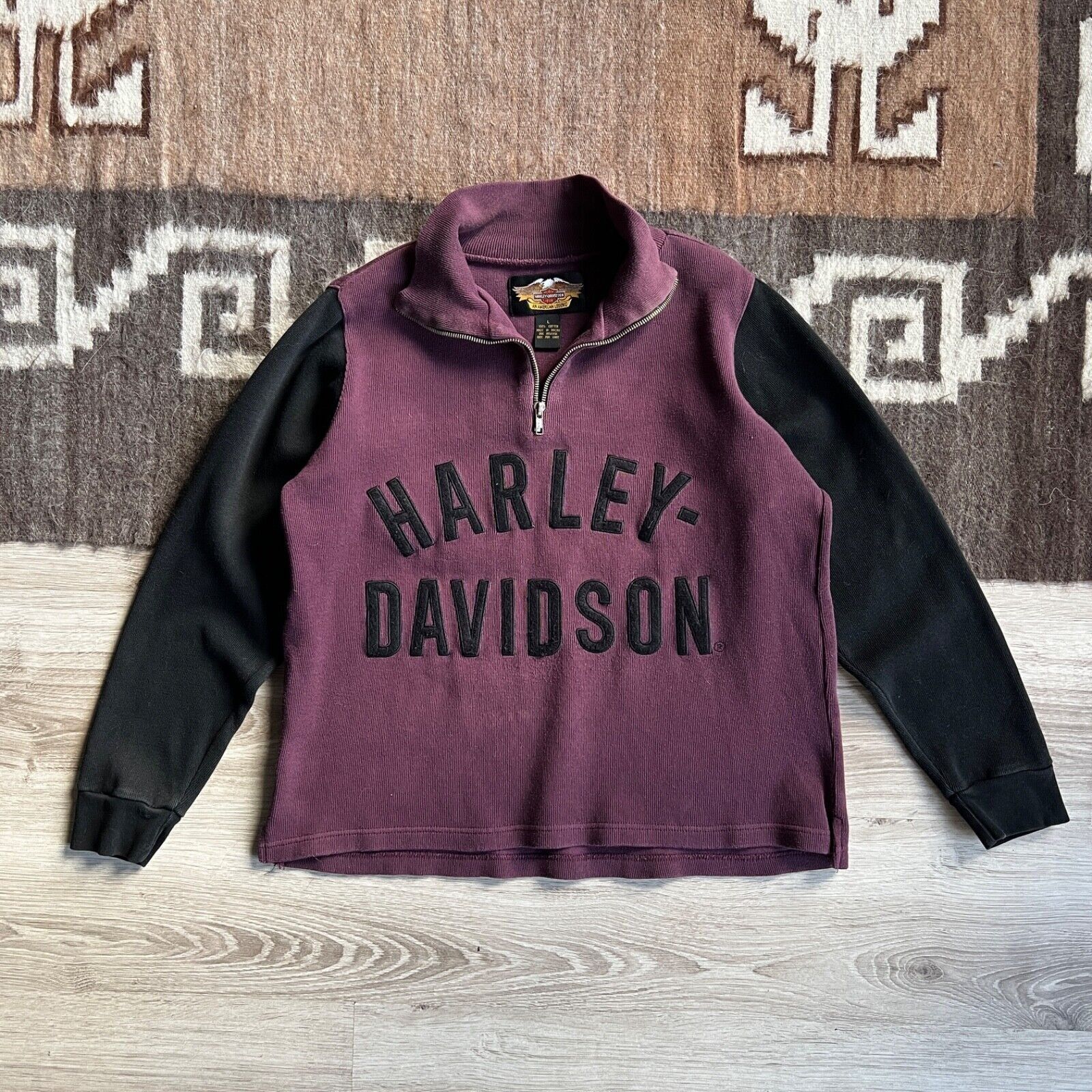 Harley Davidson Harley Davidson Big Logo Cotton Half 1/4 Zip Sweatshirt 8917 Size L / US 10 / IT 46 - 1 Thumbnail