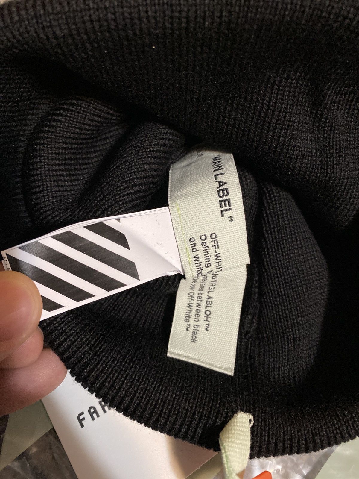 Off-White × Virgil Abloh Off-White Patch Beanie Black Size ONE SIZE - 8 Thumbnail