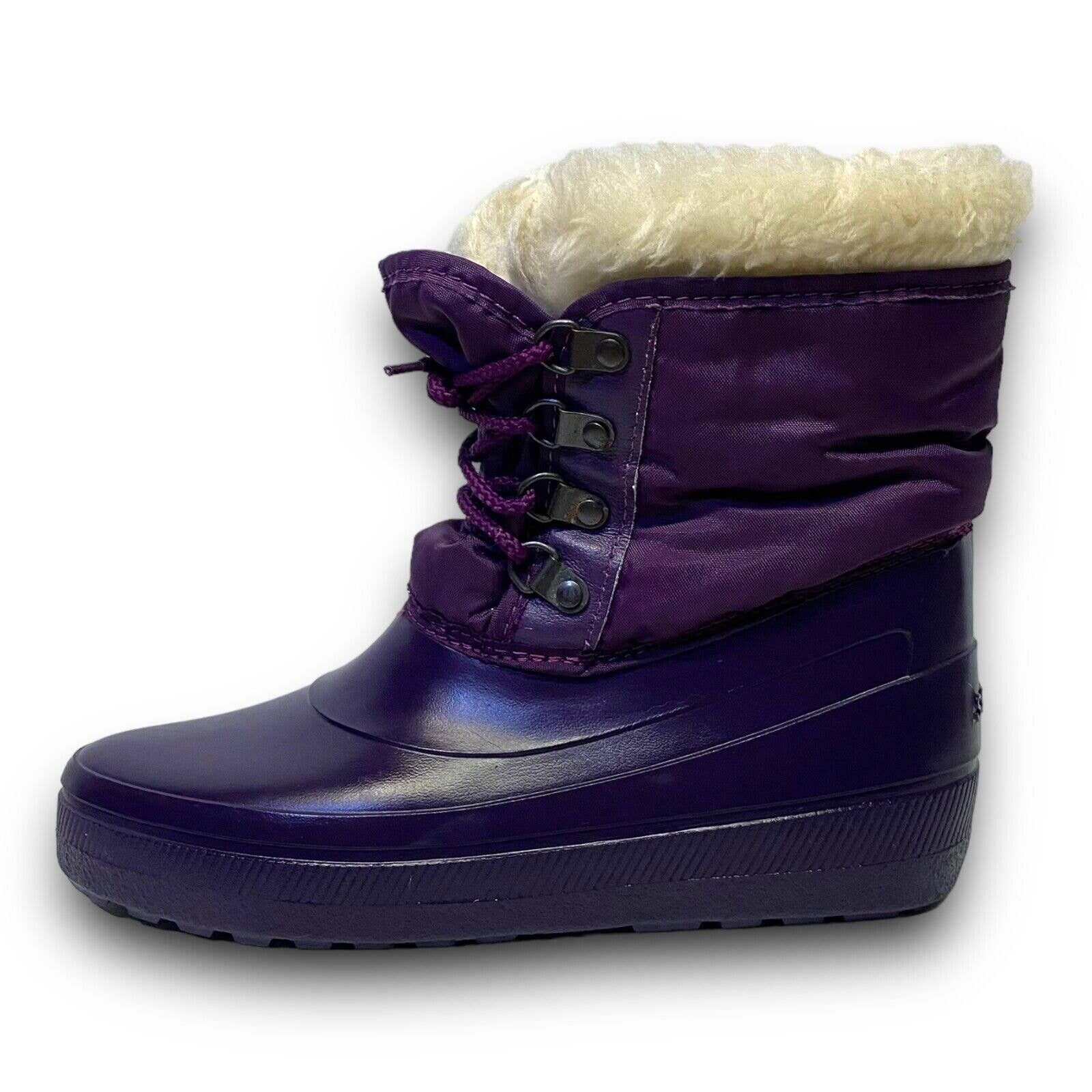 Vintage Vintage Sorel Purple Fur Lined Rubber Winter Rain Snow Boots Size US 5 / IT 35 - 3 Thumbnail