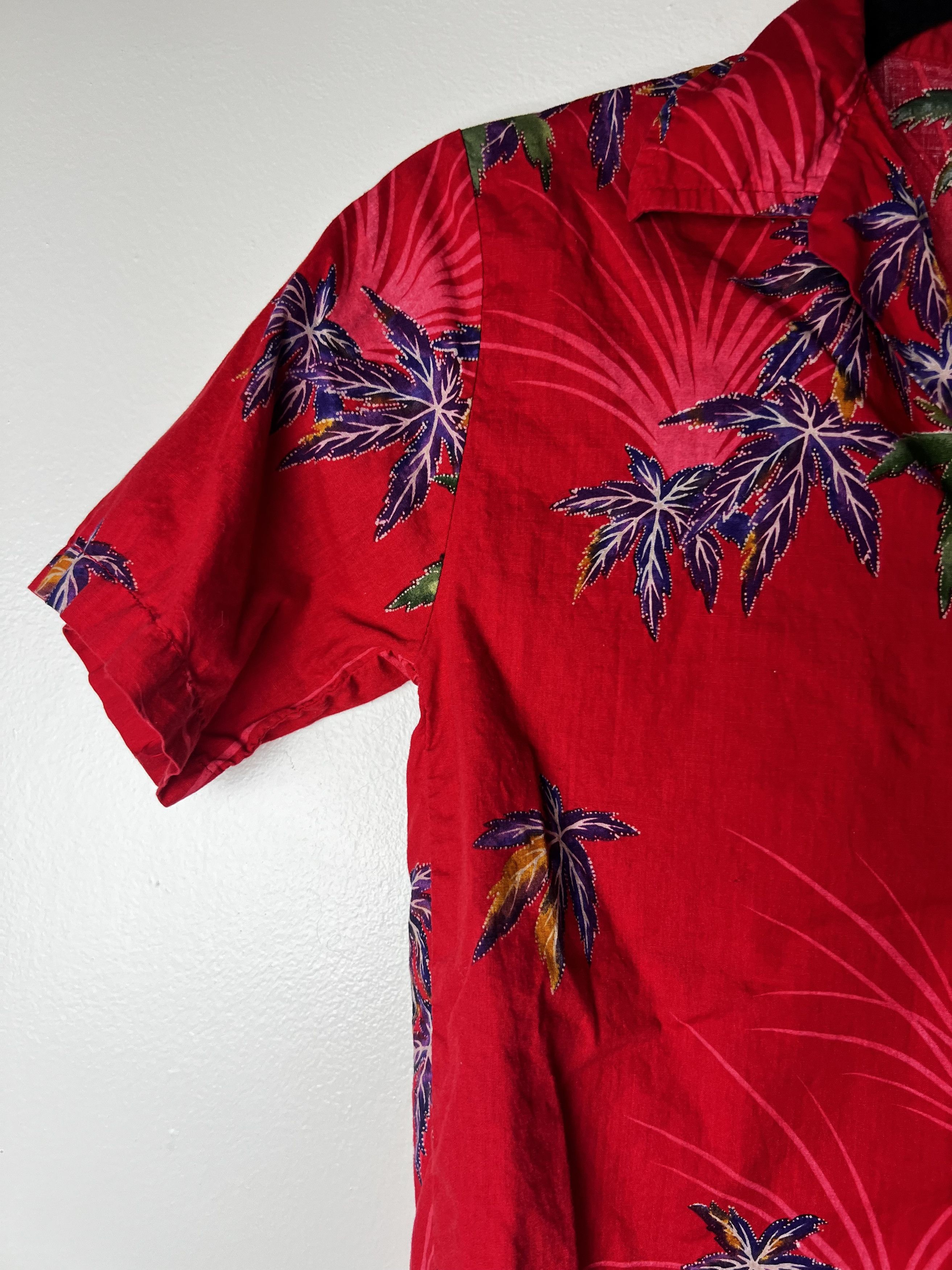 Vintage Vintage Wave Hawaiian Palm Tree Print Short Sleeve Button Up Size XXS / US 00 / IT 34 - 4 Thumbnail