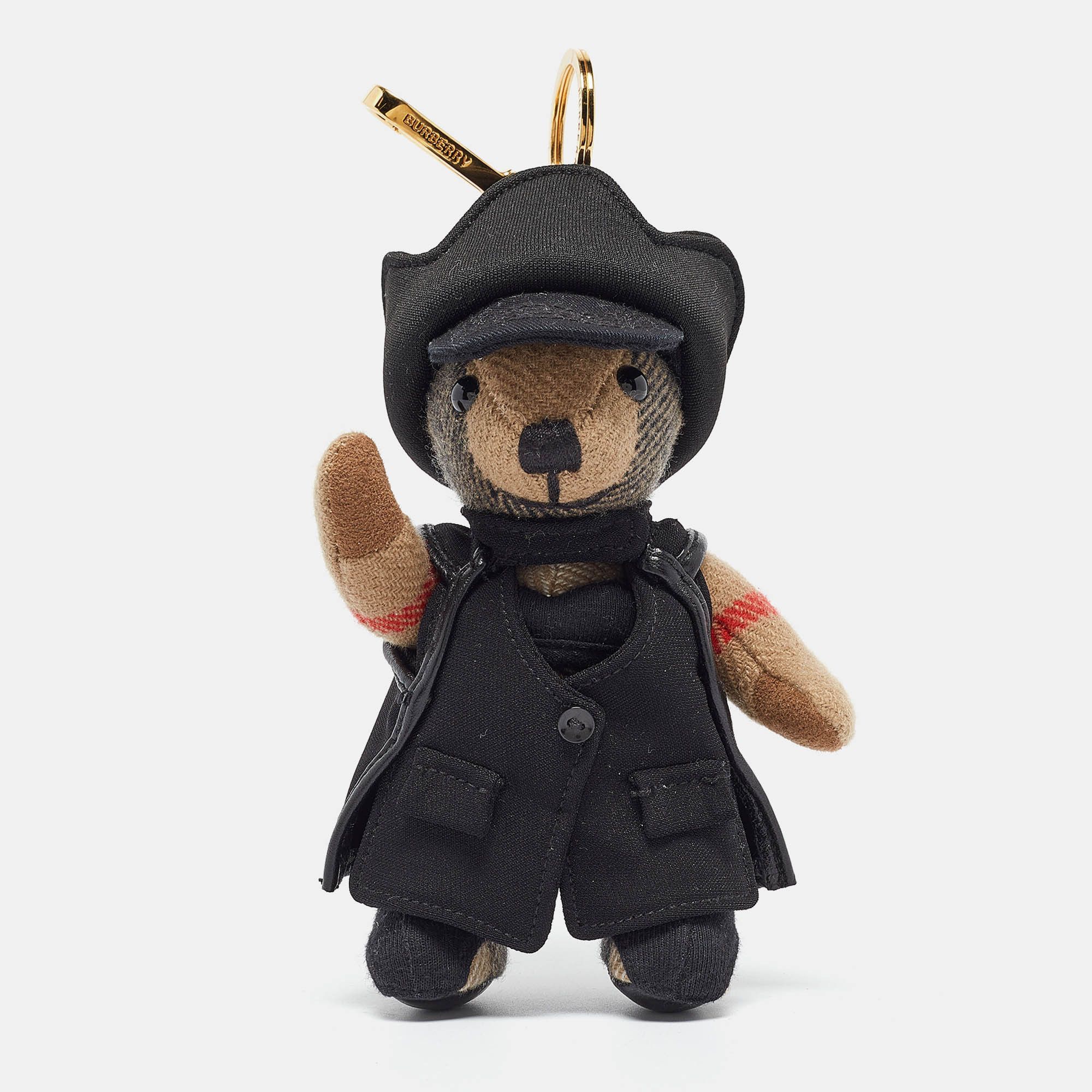 image of Burberry Black Thomas Bear Bag Charm, Women's