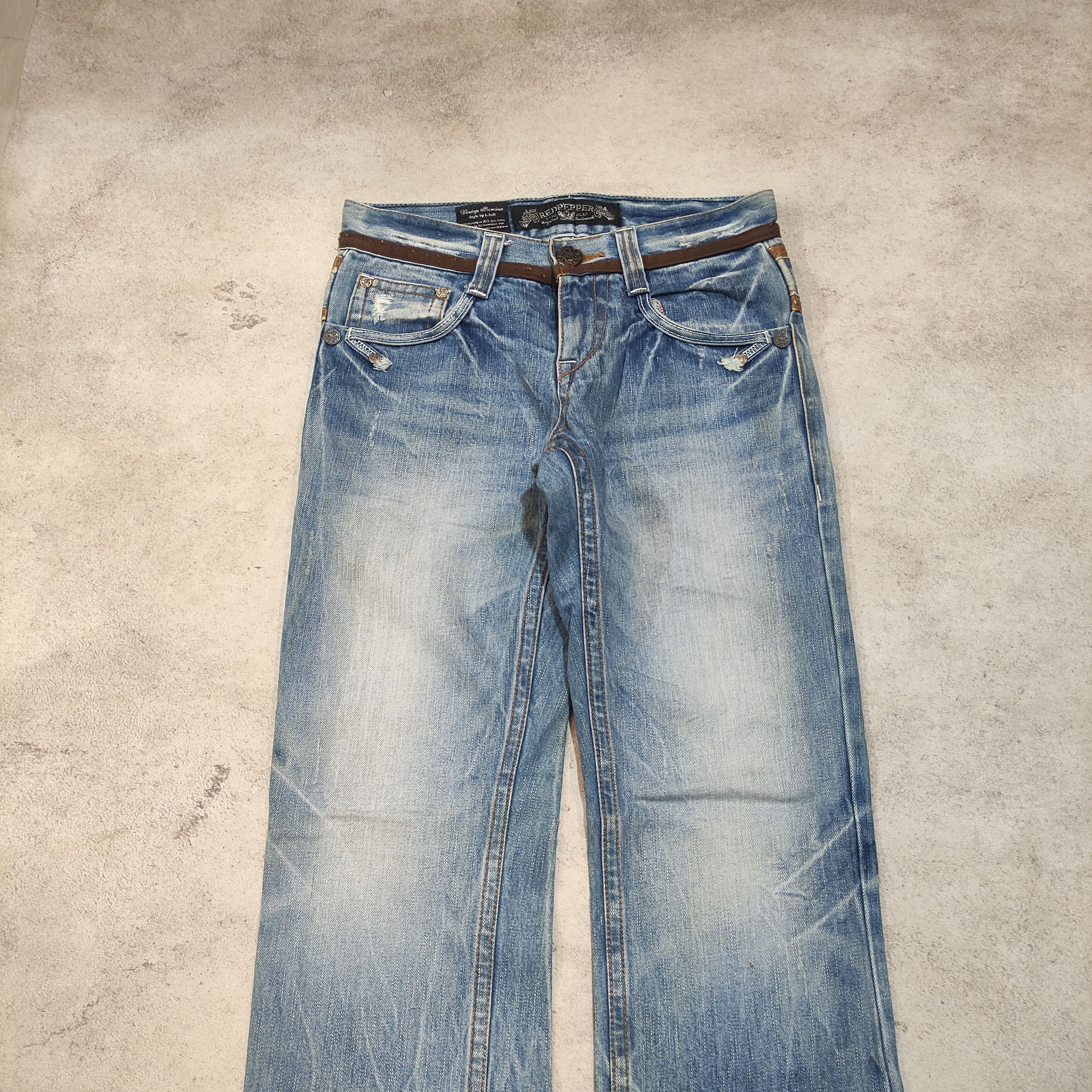 Tornado Mart RARE!! Red Pepper Archive Denim 2000s Vkei Y2k Size US 29 - 4 Thumbnail