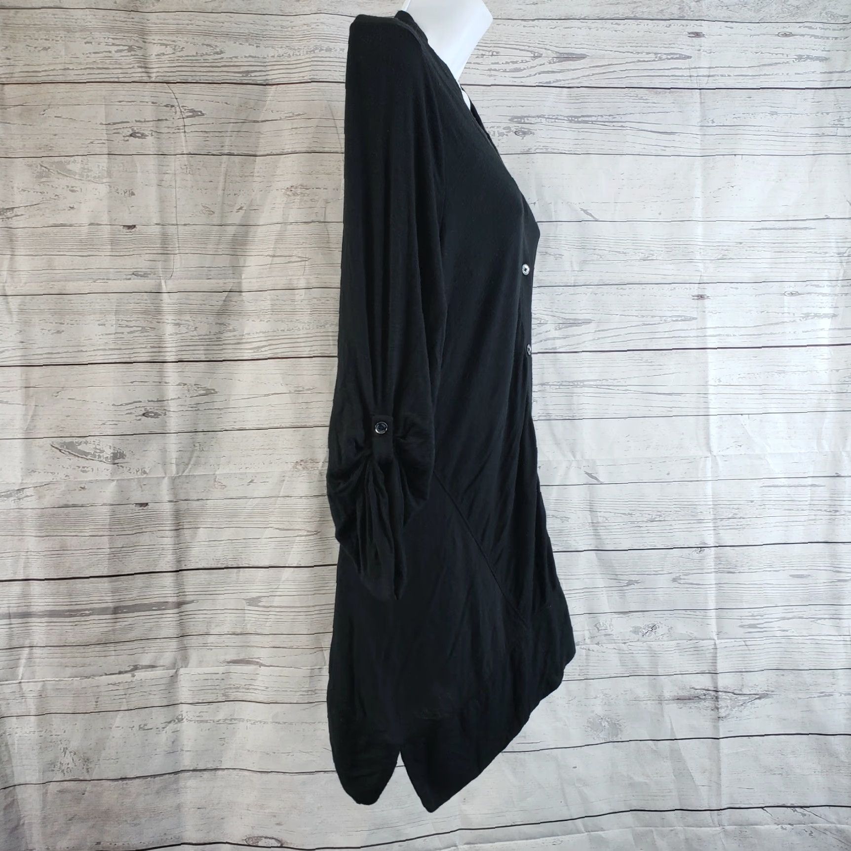 Vintage LOGO by Lori Goldstein Womens Top XS Black Button Front Tunic Sleeve Long Sleeve Blouse Casual Size XS / US 0-2 / IT 36-38 - 3 Thumbnail