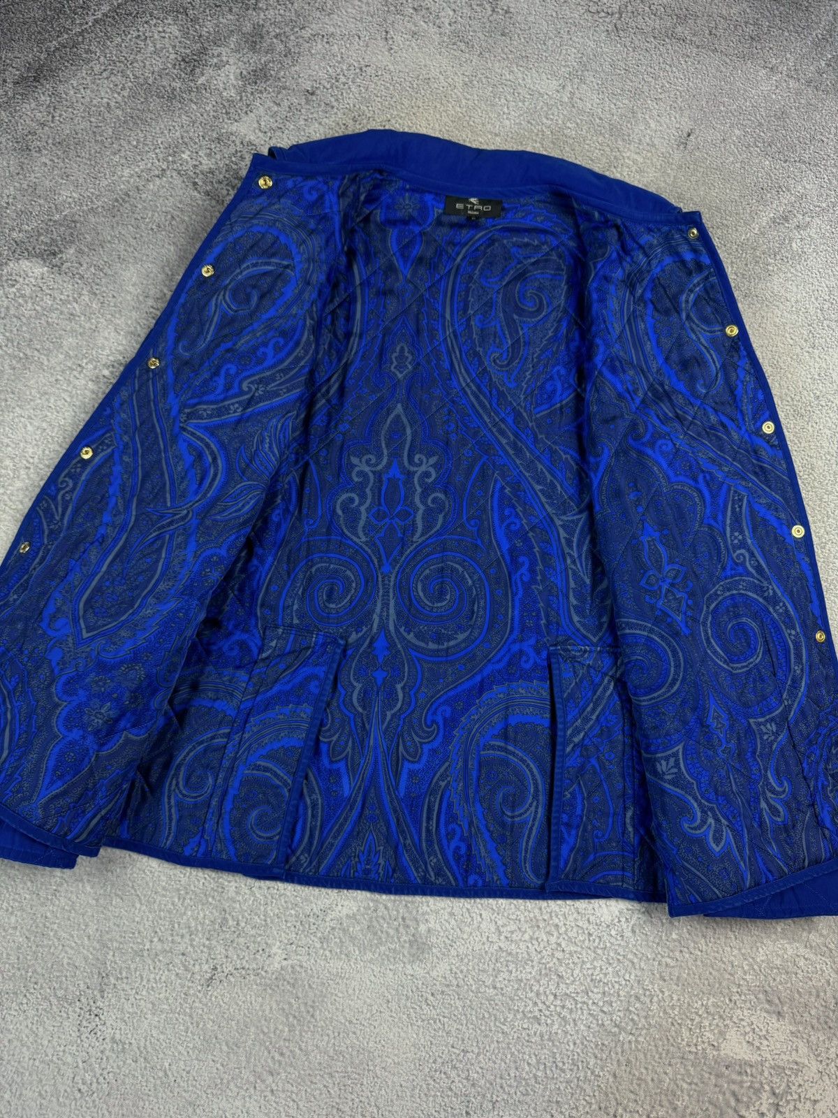 Etro × Vintage ETRO Milano Silk Quilted Blue Jacket Size M / US 6-8 / IT 42-44 - 10 Thumbnail