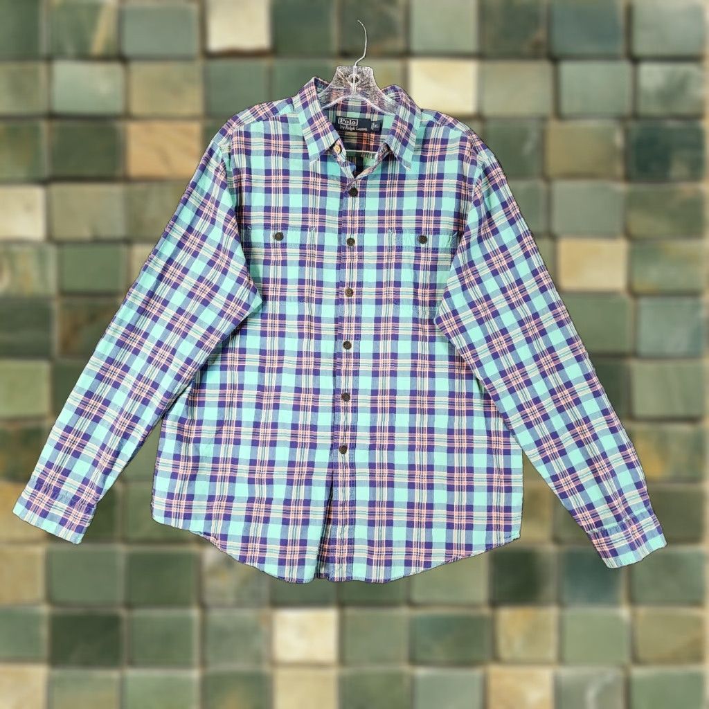 Polo Ralph Lauren Polo Ralph Lauren Plaid Long Sleeve Button Up Shirt Adult XL Green Mens Size US XL / EU 56 / 4 - 1 Thumbnail
