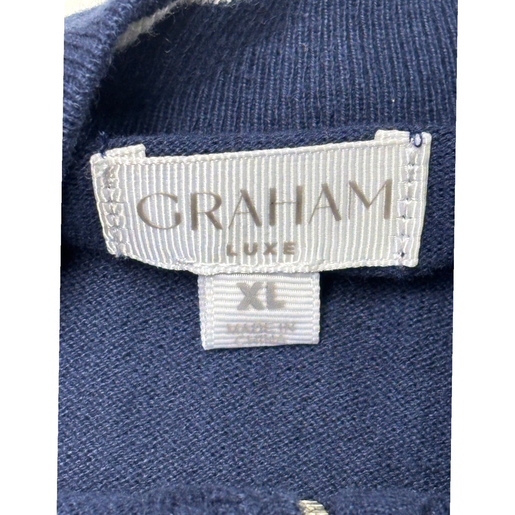 Vintage NWT Graham Luxe Sweater 1/4 Zip Blue Depths XL Cotton Rayon Silk Size US XL / EU 56 / 4 - 3 Thumbnail