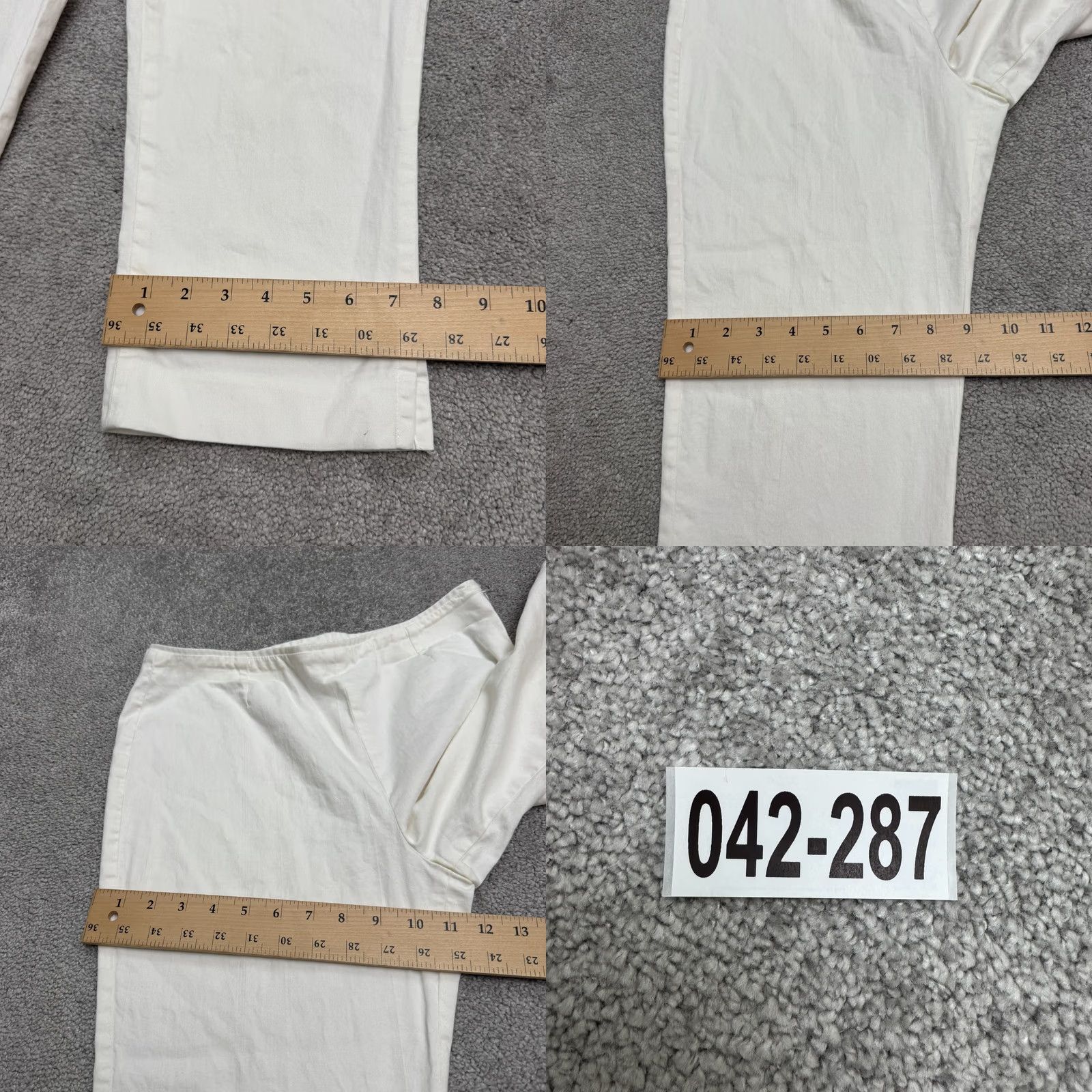 Vintage Trucco White Cotton Straight Cropped Ankle Pants Womens 12/44 High Rise Casual Slim Fit Size 34" / US 12 / IT 48 - 10 Thumbnail