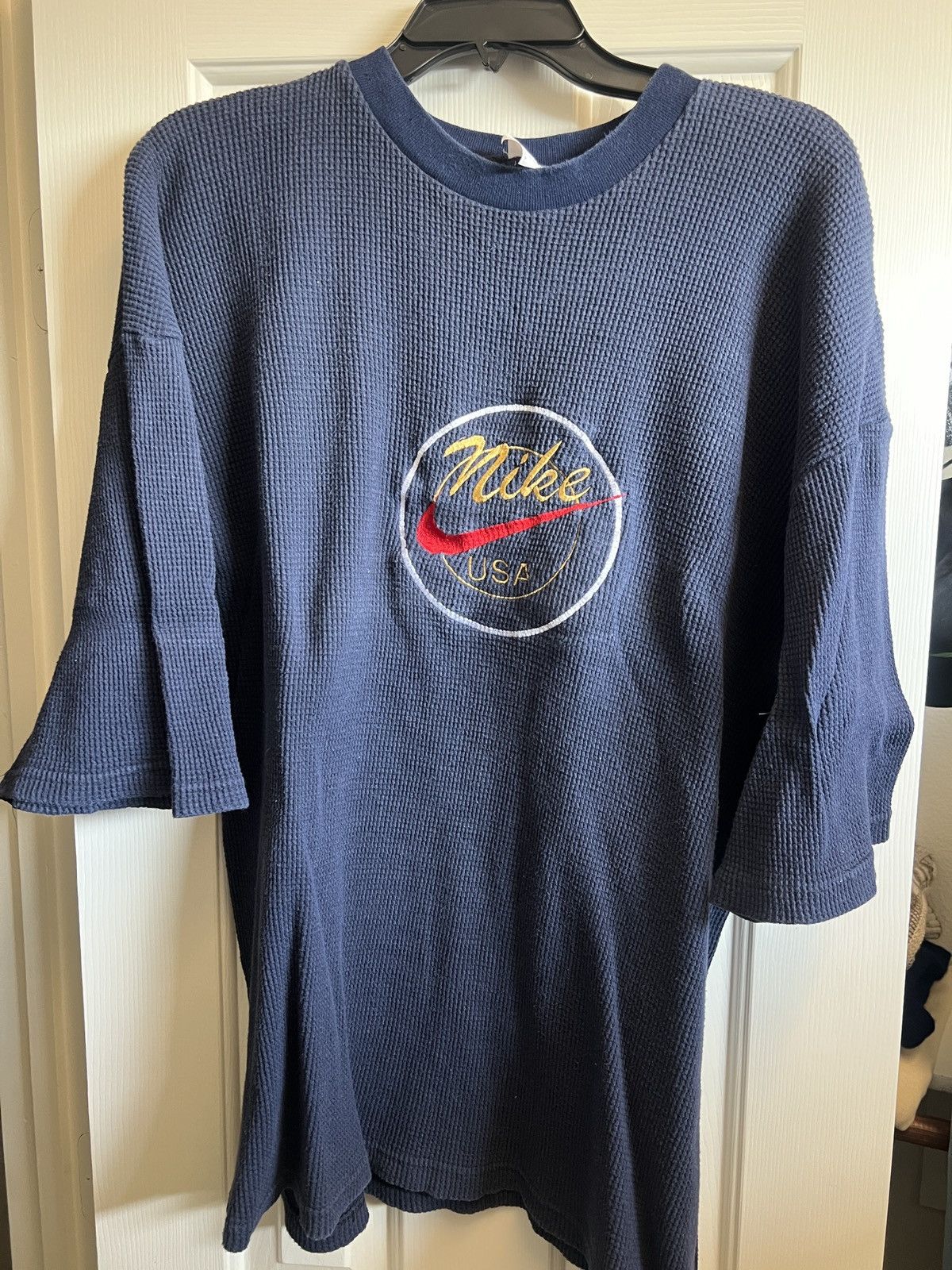 Nike × Vintage Vintage Nike Three Quarter Knit Shirt Size US L / EU 52-54 / 3 - 1 Thumbnail