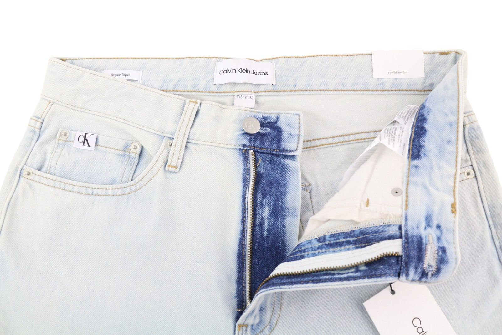 Calvin Klein REGULAR TAPER W31/L32 Light Blue Washed Zip Fly Denim 85327 Size US 31 - 4 Thumbnail