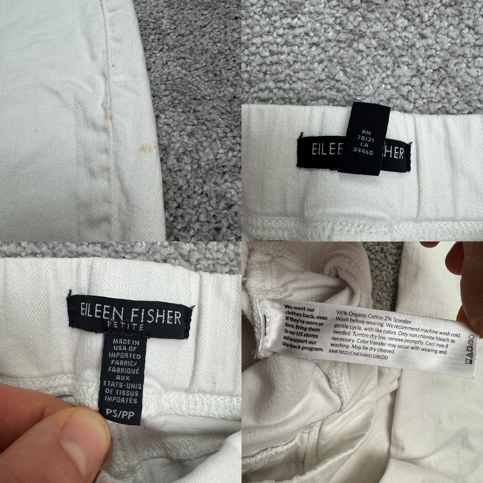 Eileen Fisher Eileen Fisher Womens PS White Organic Cotton Denim Jeans Pull On High Rise 28x26 Size 28" / US 6 / IT 42 - 8 Thumbnail