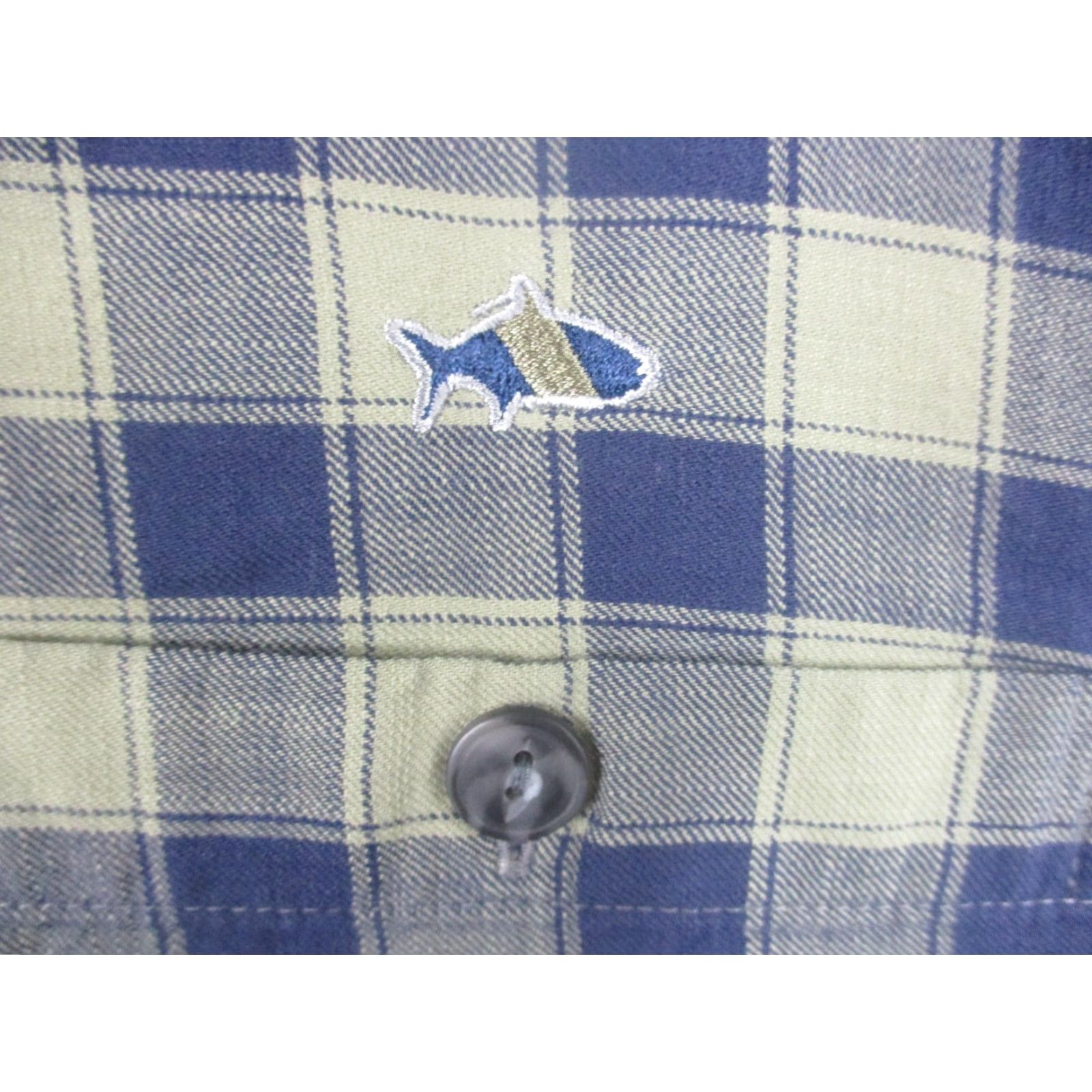 Vintage Fish Hippie Shirt Mens 2XL Blue Check Twill Rumfront Collection Long Sleeve Button-Up Casual with Pocket Embroidered Fish Logo Size US XXL / EU 58 / 5 - 3 Thumbnail