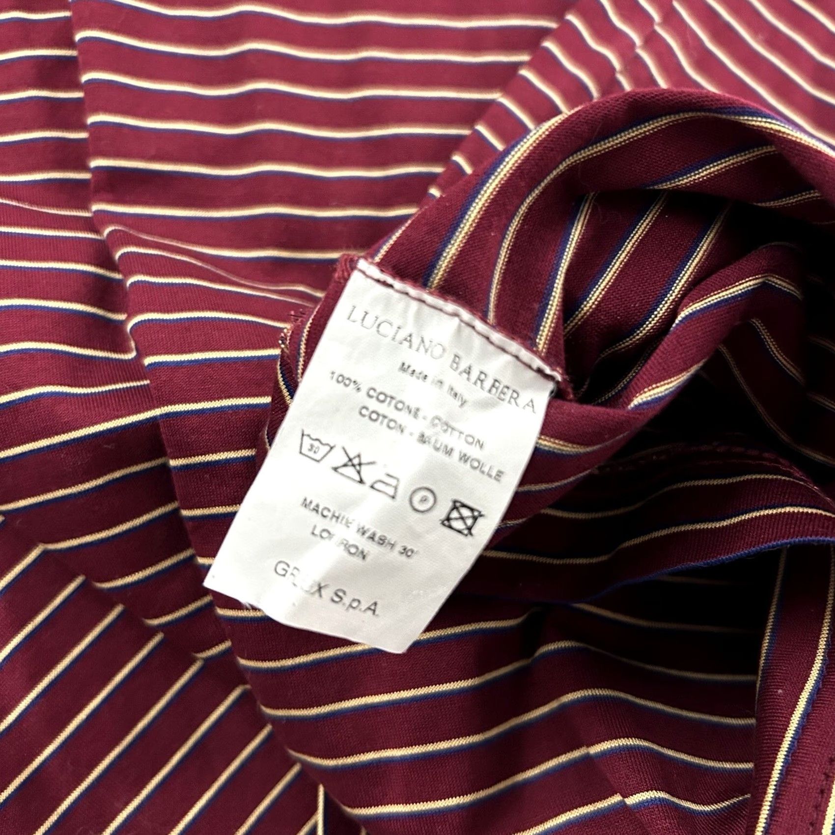 Vintage Luciano Barbera Short Sleeve Striped Polo Shirt Men's XL Maroon Red Shirt Mens XL Striped Polo Luciano Barbera Size US XL / EU 56 / 4 - 5 Thumbnail