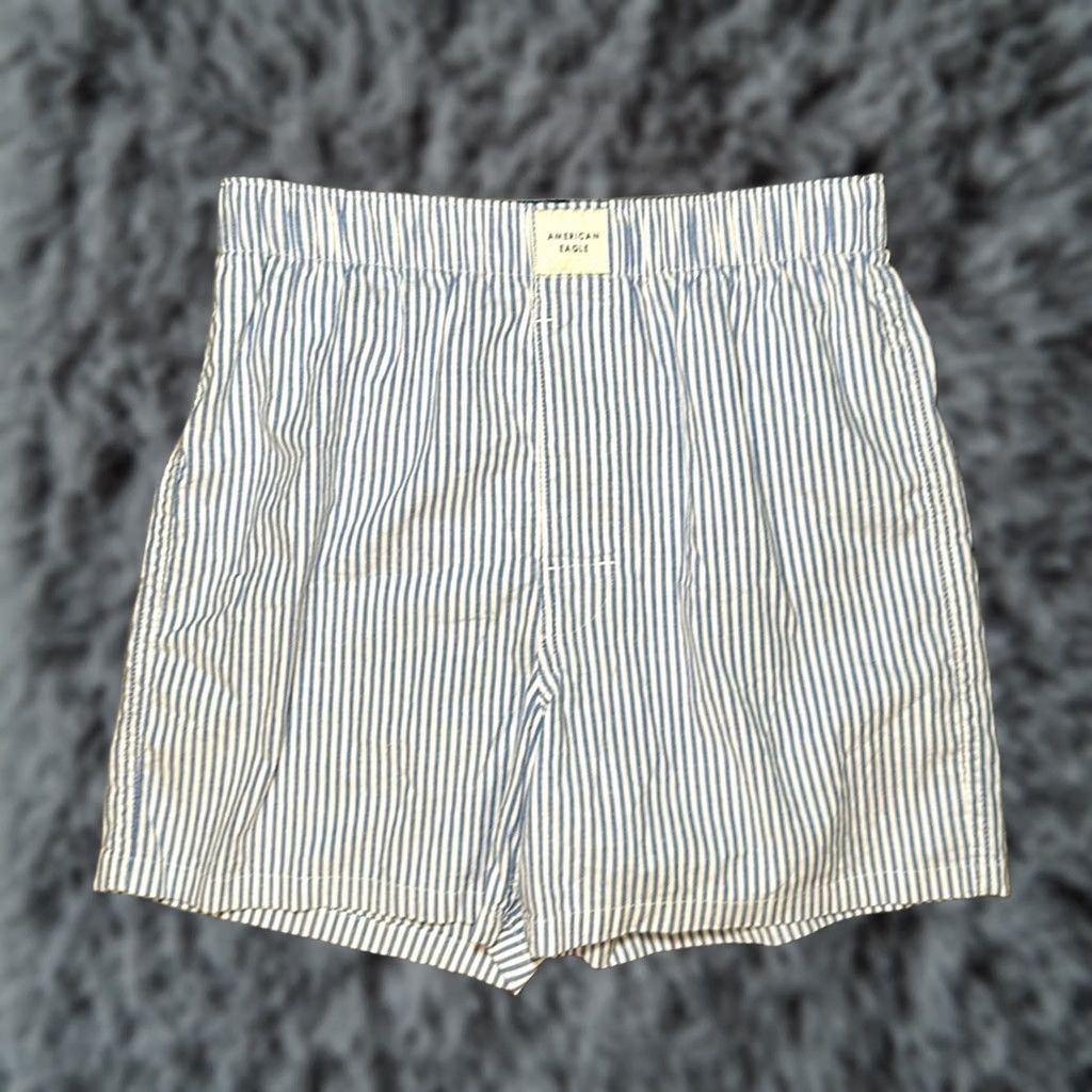 American Eagle Outfitters American Eagle Boxer Shorts Striped Cotton Stretch XS Underwear Men Regular XS Blue Size 34R - 1 Thumbnail