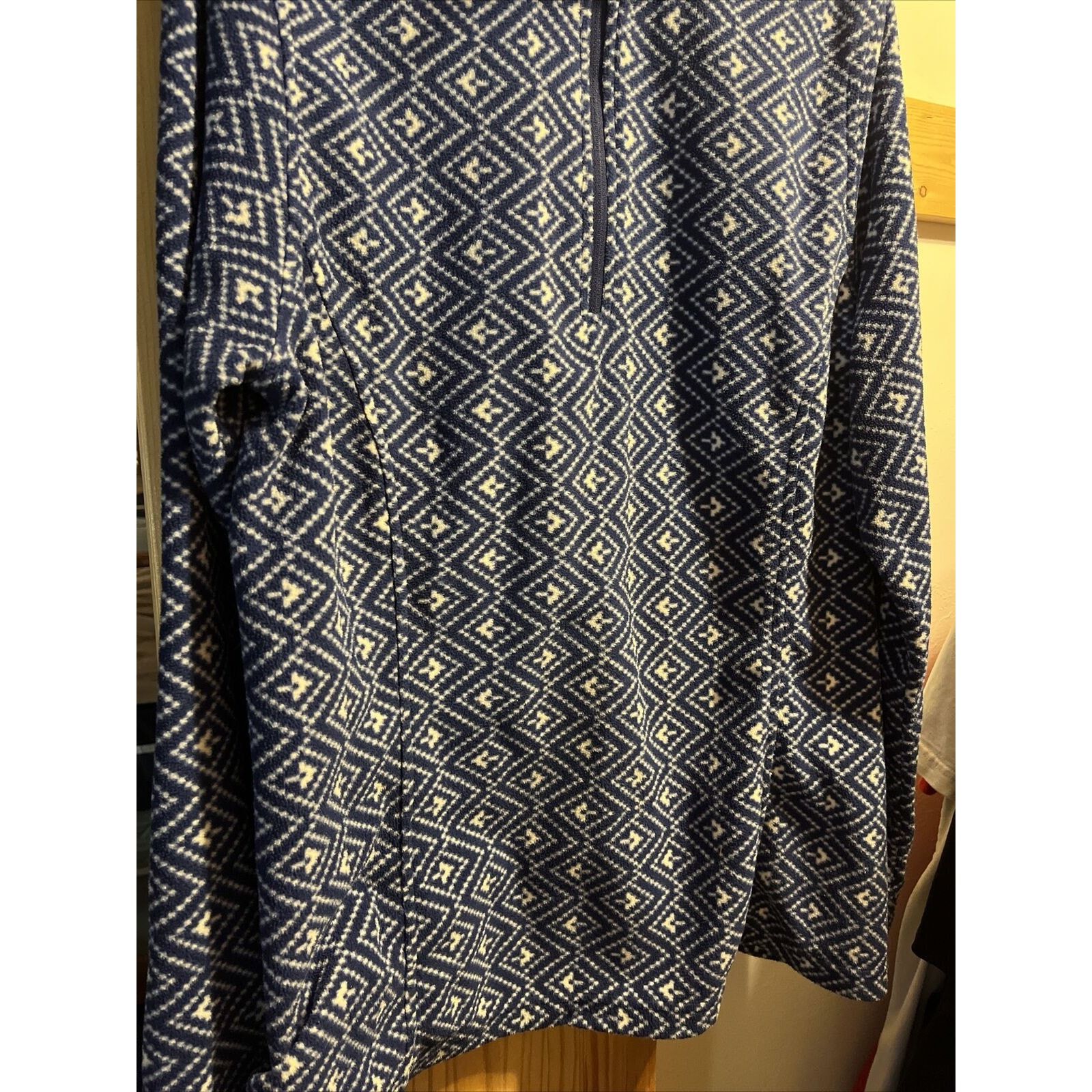 Lands' End Lands End Women M 10-12 Blue Geometric Fleece 1/4 Zip Jacket Size M / US 6-8 / IT 42-44 - 8 Thumbnail