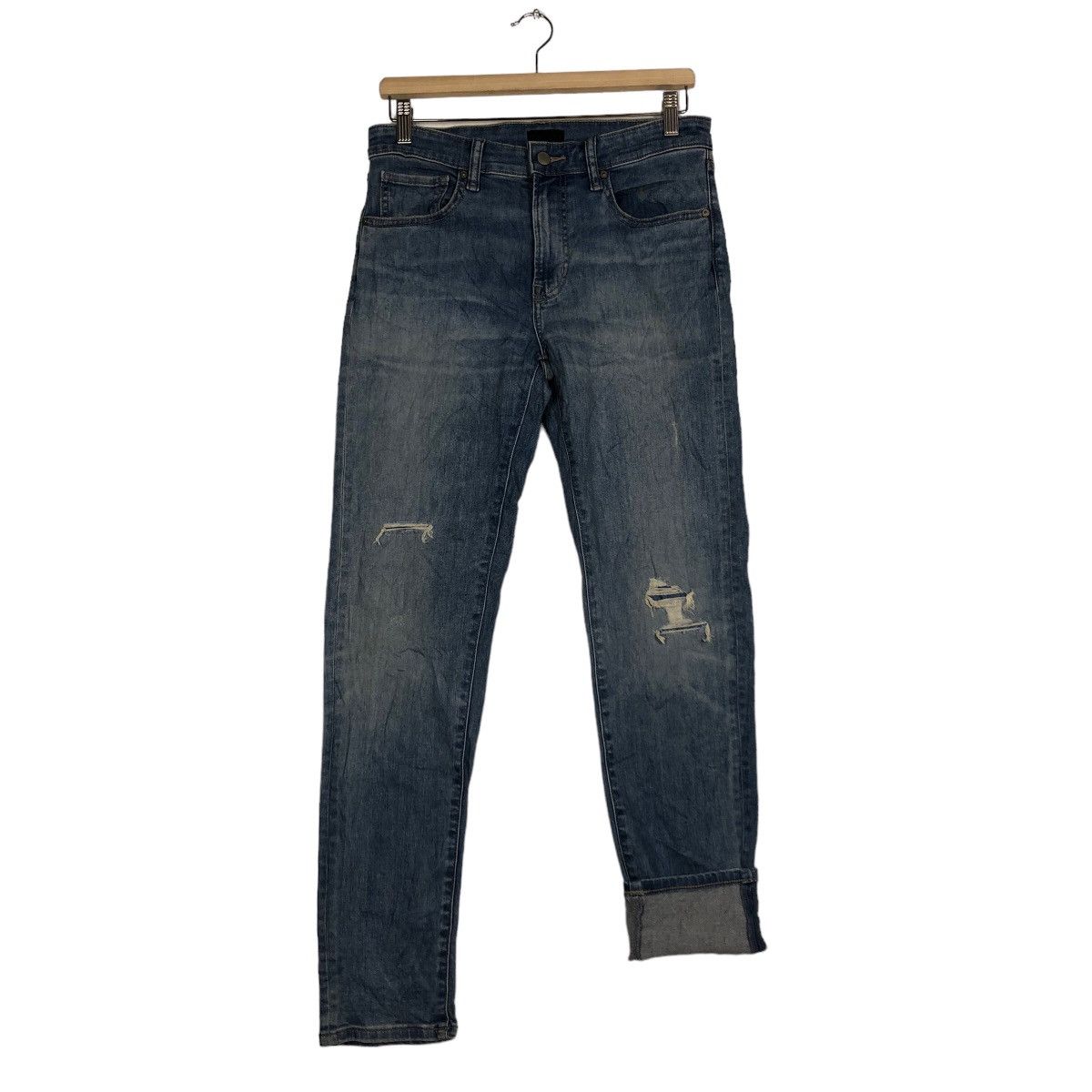 Japanese Brand 🔥PUNK DESIGN DISTRESSED DENIM UNIQLO JEANS JAPAN MADE Size US 28 / EU 44 - 9 Thumbnail