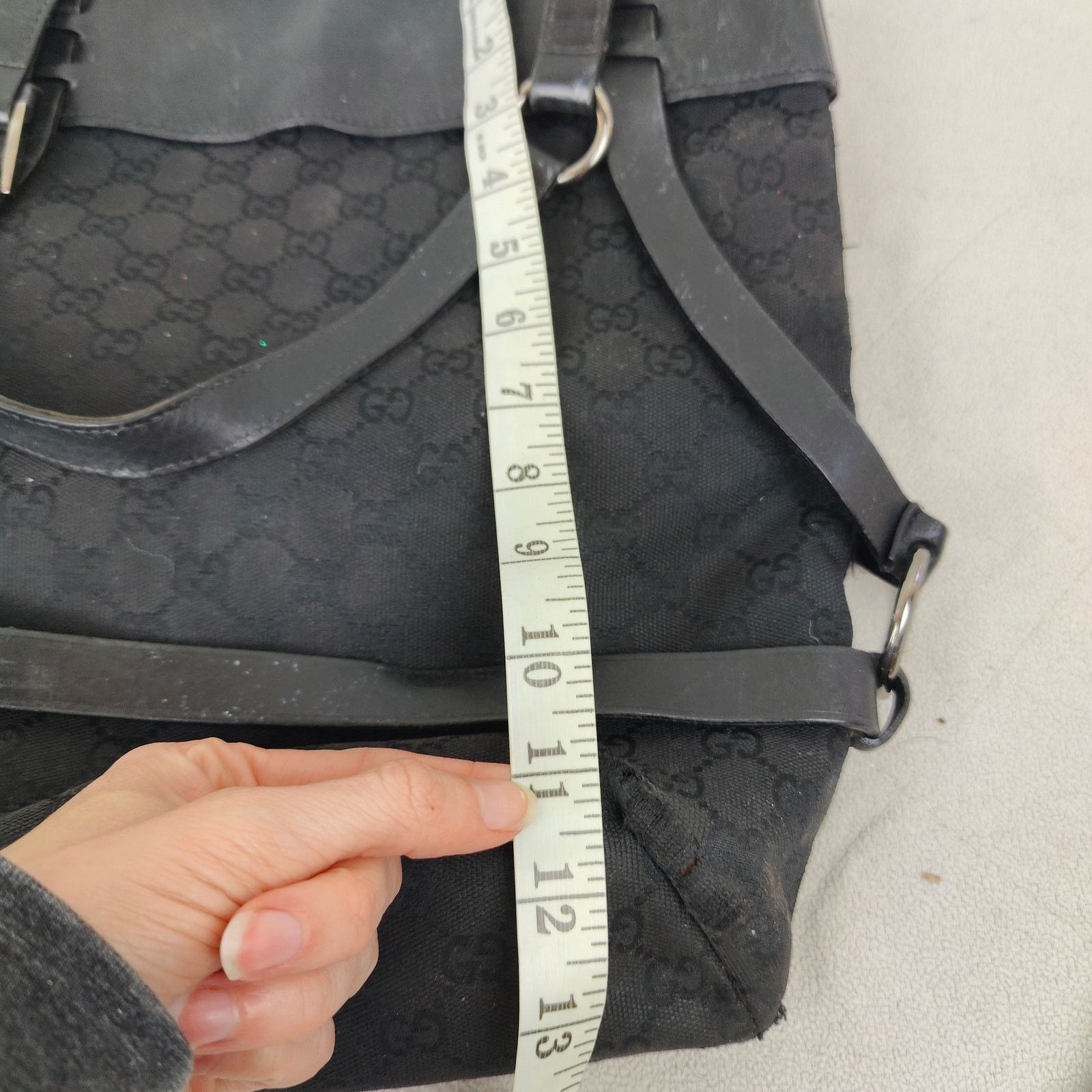 Gucci Gucci Black Monogram Shoulder Bag Black Canvas Leather Size ONE SIZE - 12 Thumbnail