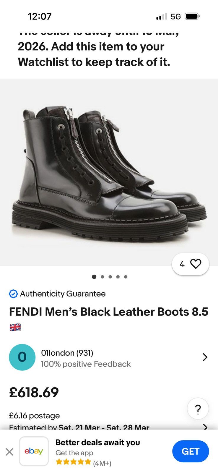 Fendi FENDI boots marked size UK7 study all photos and description Size US 8 / EU 41 - 21 Thumbnail