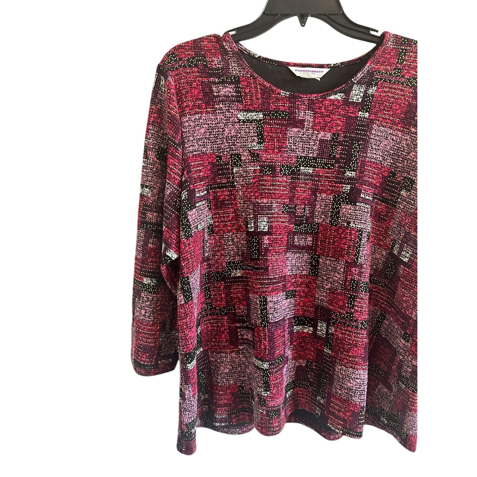 Other Allison Daley Crew Neck 3/4 Sleeve Purple Geometric Blouse Size L / US 10 / IT 46 - 7 Thumbnail