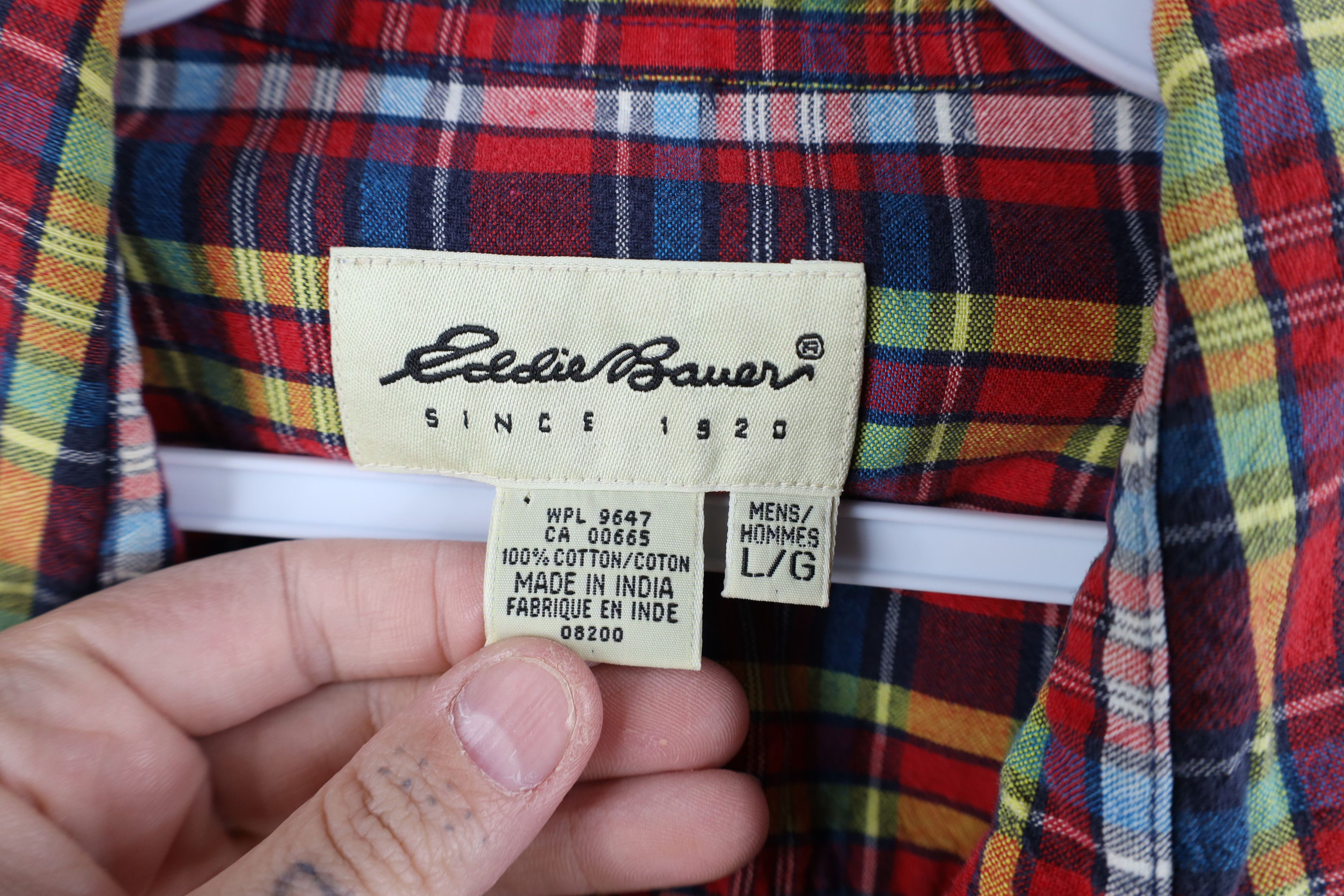 Eddie Bauer × Vintage Vintage 90s Eddie Bauer Madras Plaid Collared Button Shirt Size US L / EU 52-54 / 3 - 8 Thumbnail