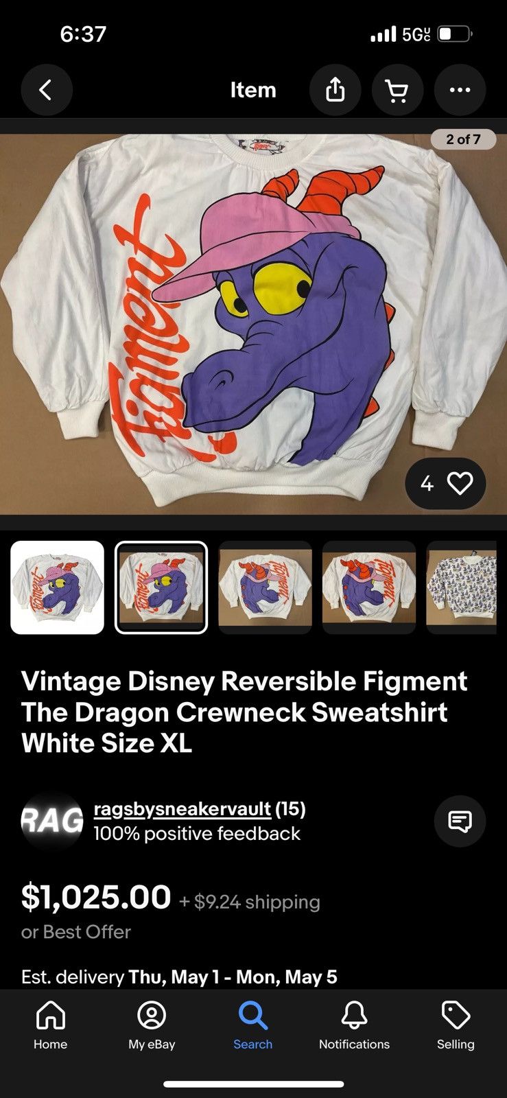 Disney × Vintage RARE 80s Disney Figment Reversible Crewneck Size US L / EU 52-54 / 3 - 7 Thumbnail