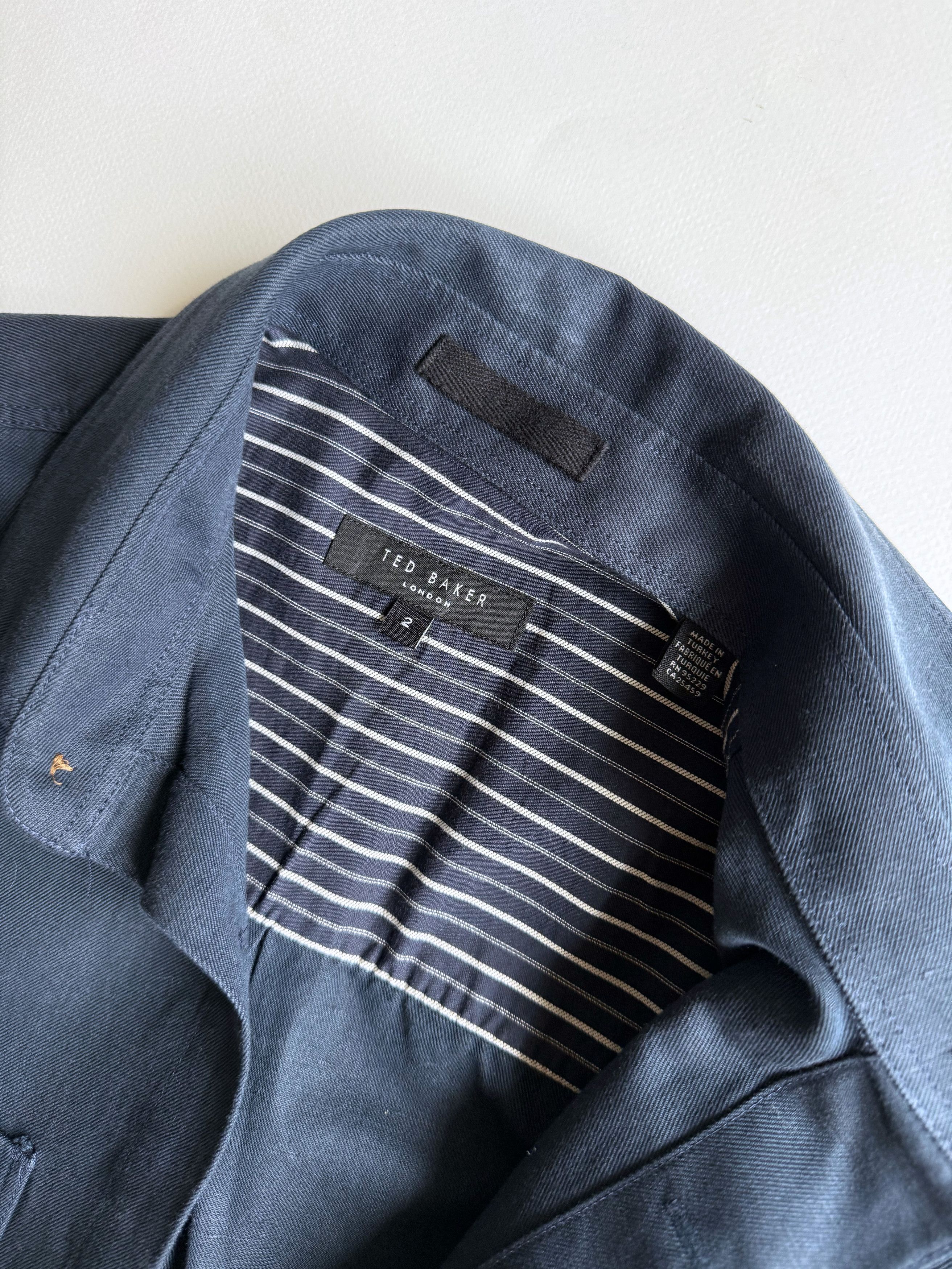 Ted Baker Men's Ted Baker Linen Cotton Blue Overshirt 2/S Size US S / EU 44-46 / 1 - 3 Thumbnail