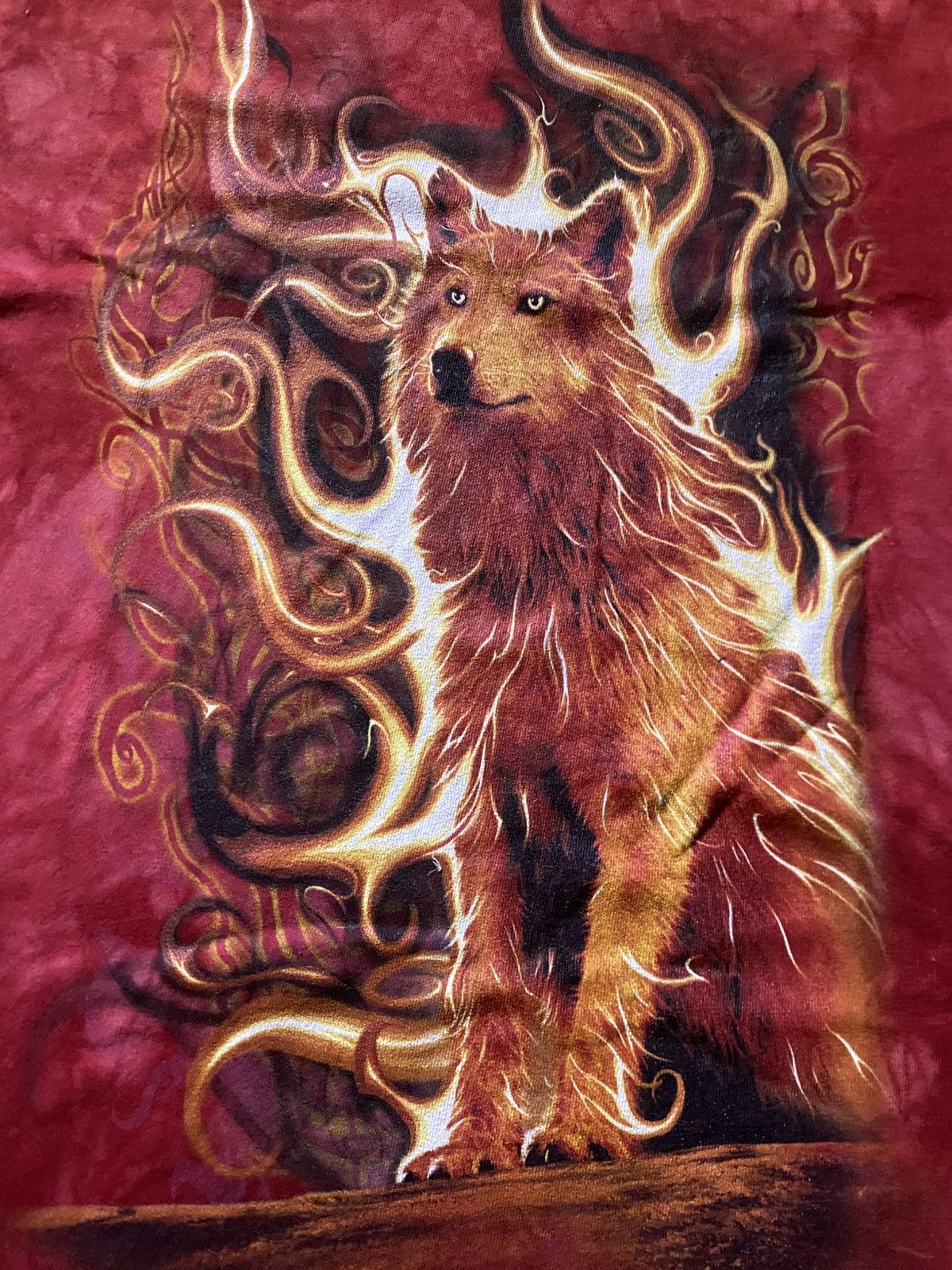 The Mountain The Mountain Wolf Graphic Y2k Flames Red Tie-Dye Size US M / EU 48-50 / 2 - 2 Thumbnail